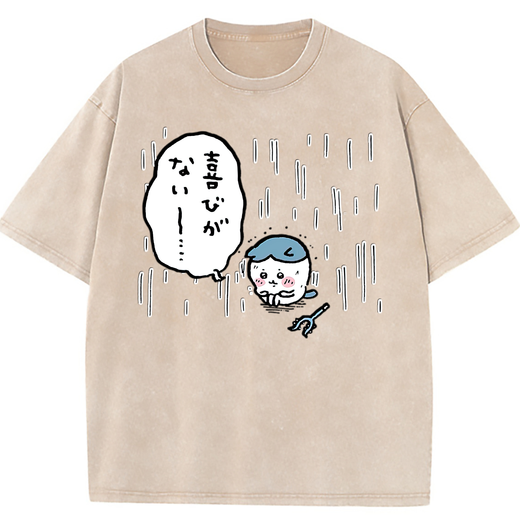 （画像用） ちいかわ ハチワレ Chii-kawa hachiware 綿100% ヴィンテージ風 半袖Tシャツ（フロントプリント）