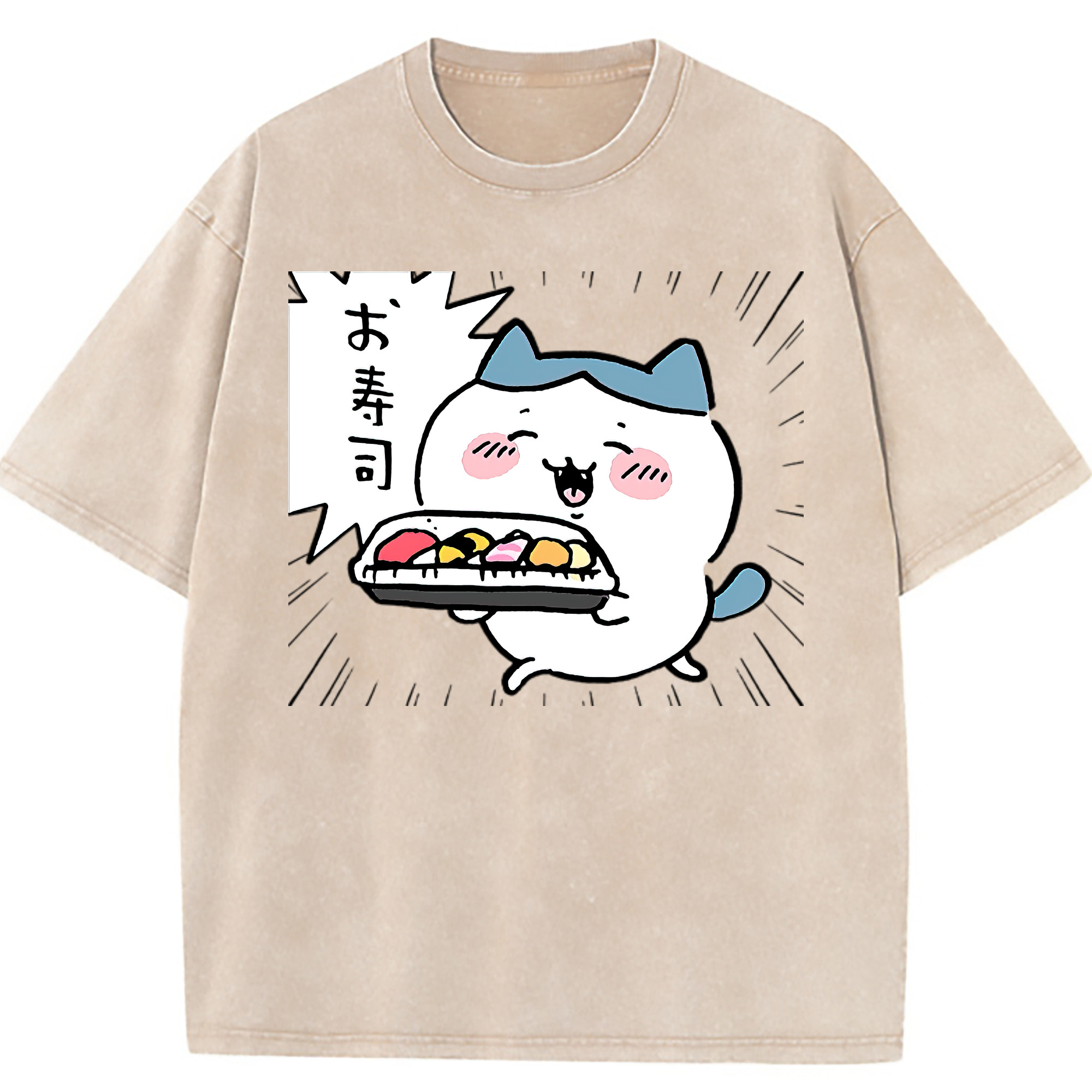 （画像用） ちいかわ ハチワレ Chii-kawa hachiware 綿100% ヴィンテージ風 半袖Tシャツ（フロントプリント）