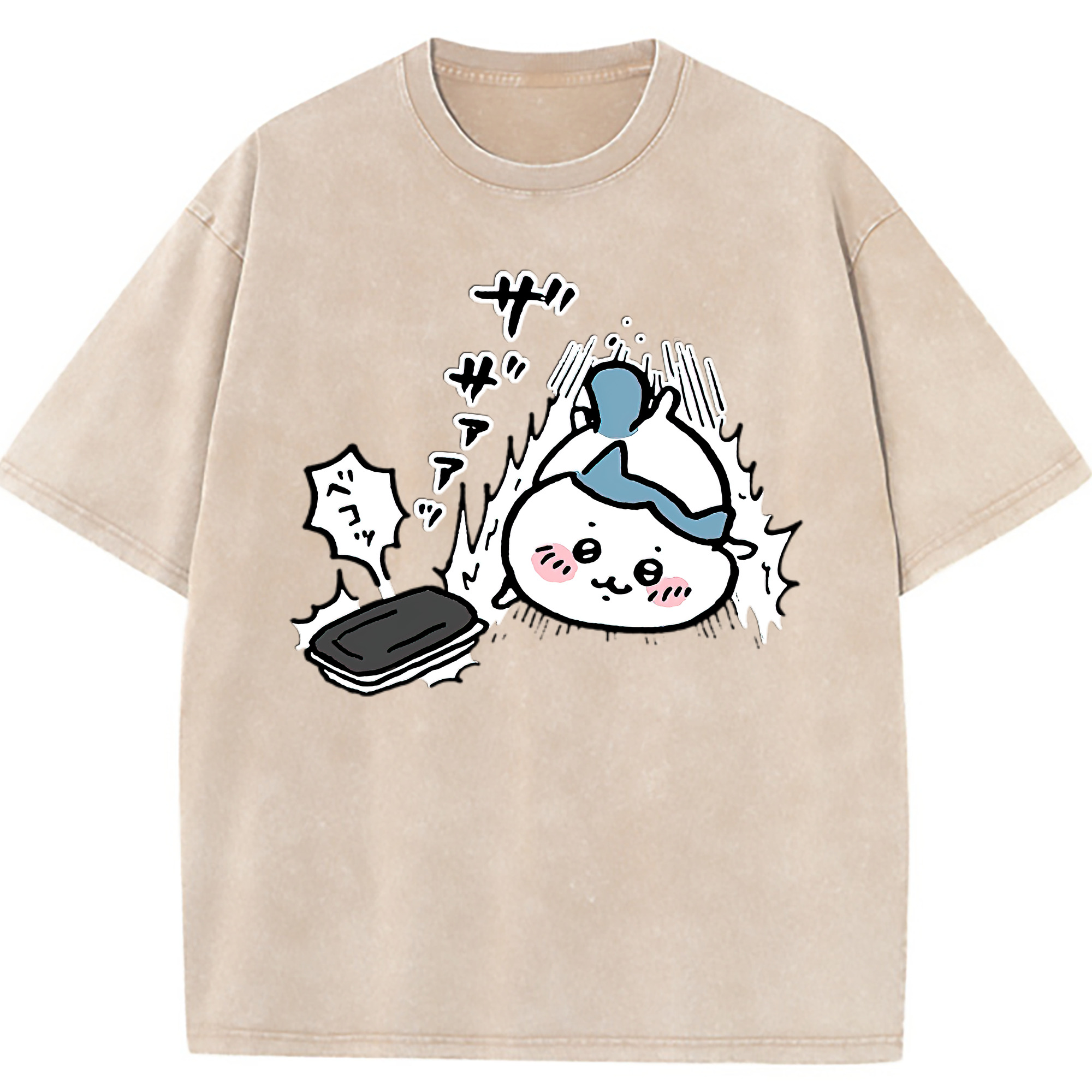 （画像用） ちいかわ ハチワレ Chii-kawa hachiware 綿100% ヴィンテージ風 半袖Tシャツ（フロントプリント）