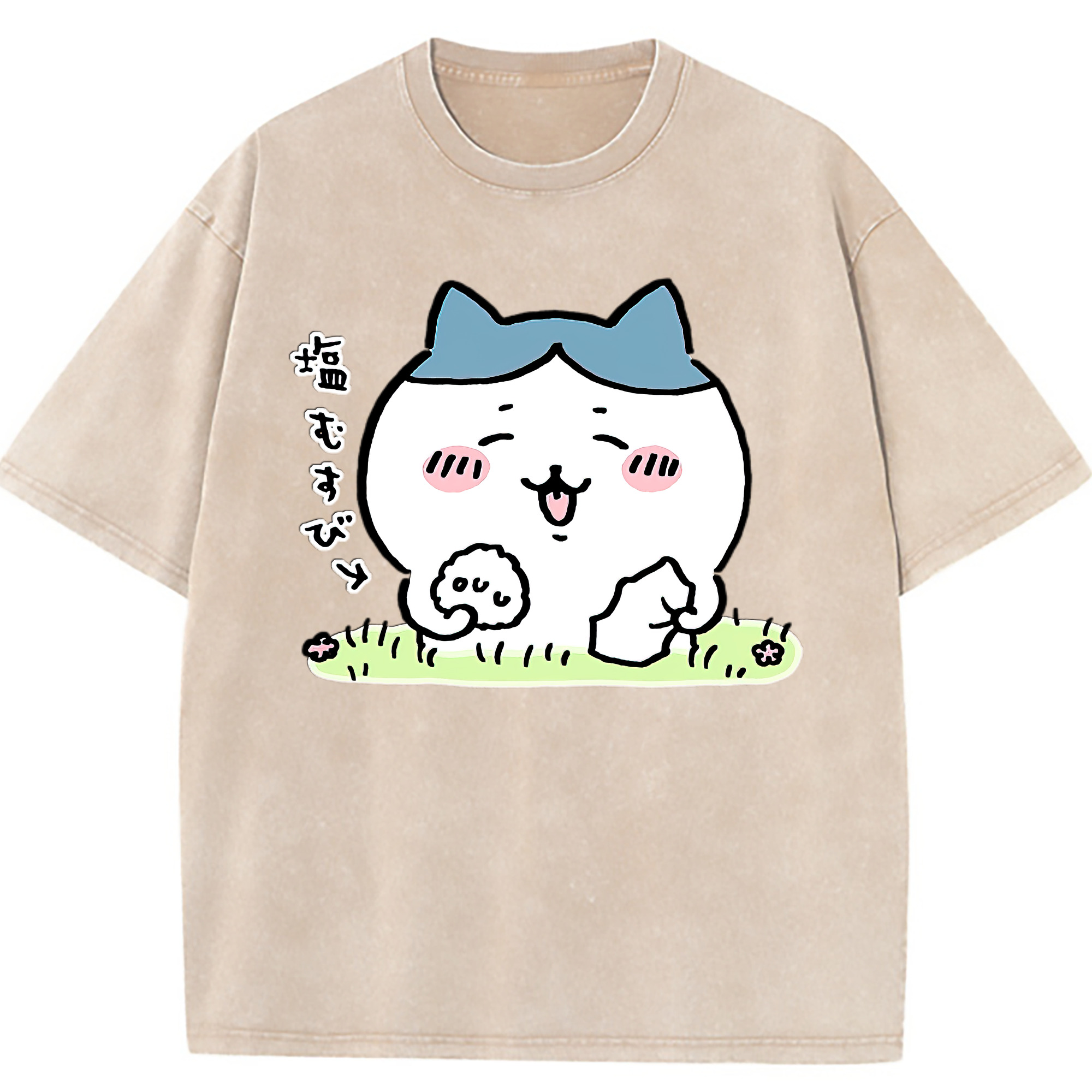 （画像用） ちいかわ ハチワレ Chii-kawa hachiware 綿100% ヴィンテージ風 半袖Tシャツ（フロントプリント）