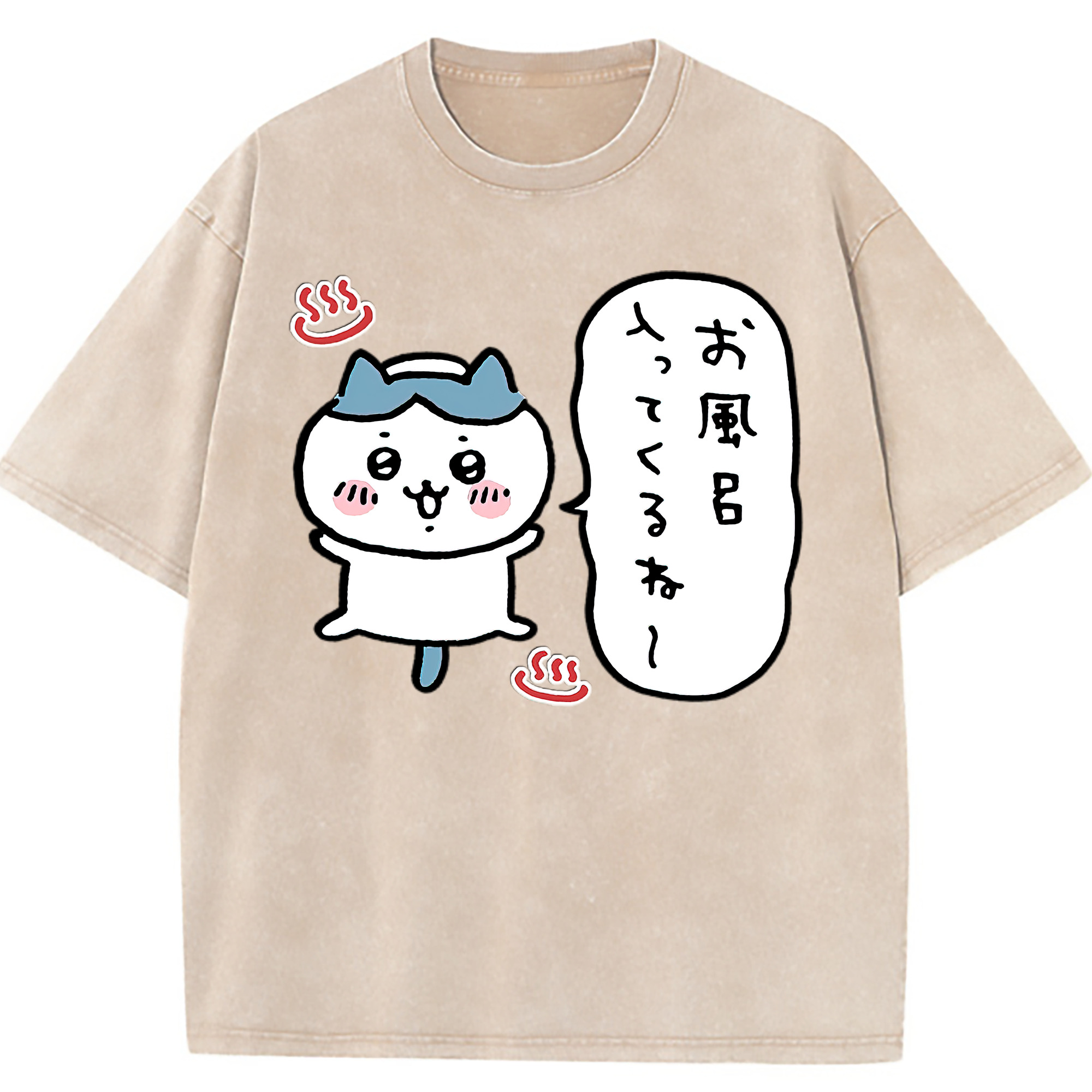 （画像用） ちいかわ ハチワレ Chii-kawa hachiware 綿100% ヴィンテージ風 半袖Tシャツ（フロントプリント）