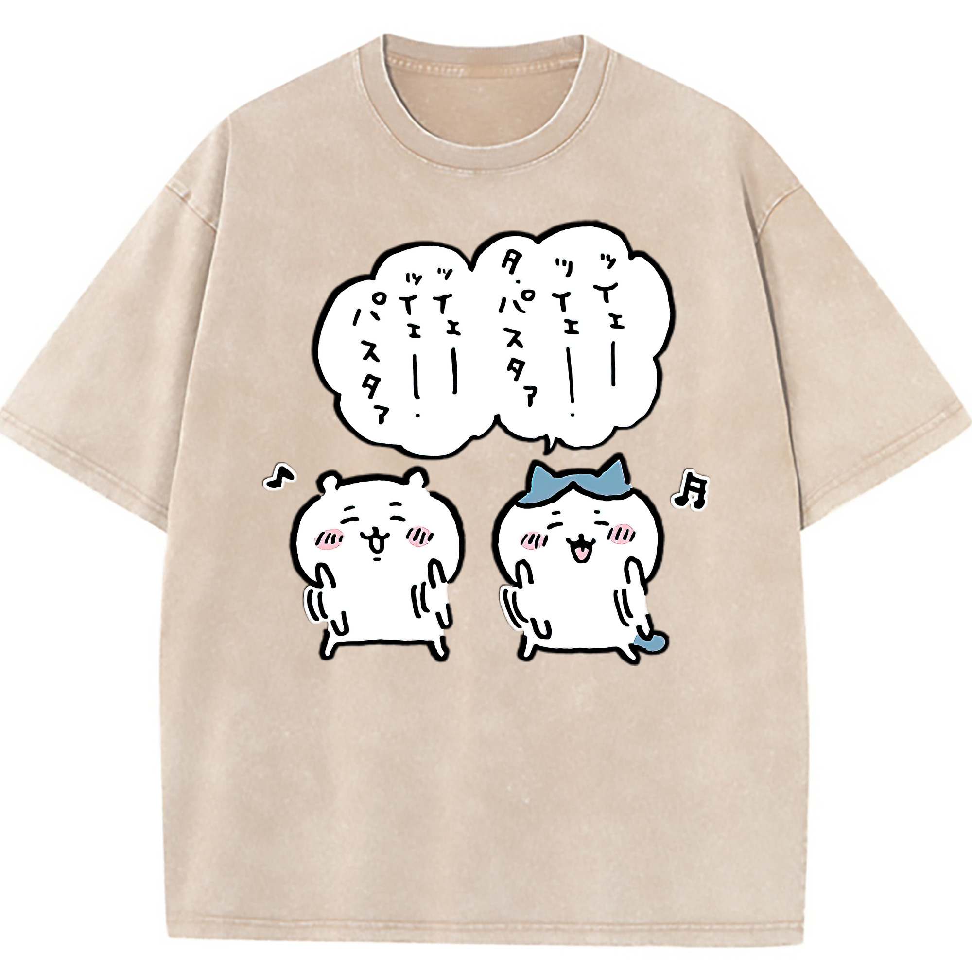 （画像用） ちいかわ ハチワレ Chii-kawa hachiware 綿100% ヴィンテージ風 半袖Tシャツ（フロントプリント）
