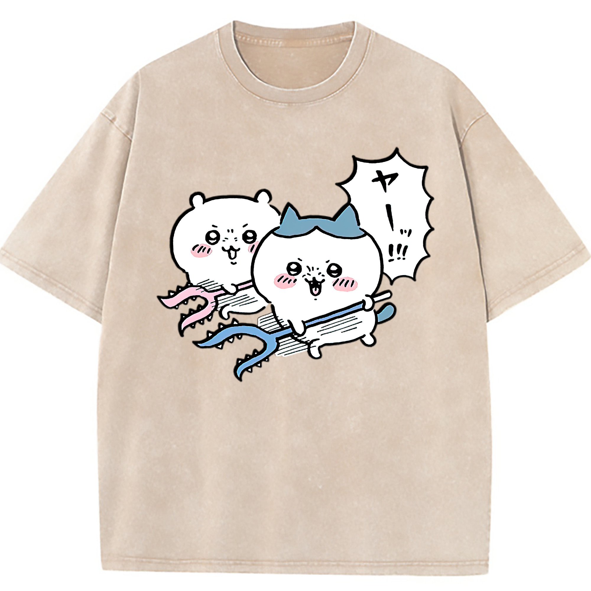 （画像用） ちいかわ ハチワレ Chii-kawa hachiware 綿100% ヴィンテージ風 半袖Tシャツ（フロントプリント）