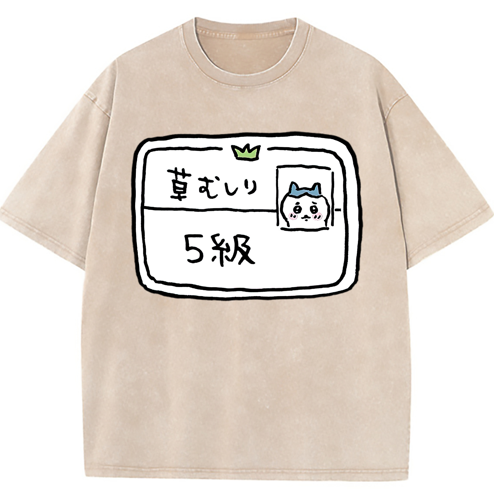 （画像用） ちいかわ ハチワレ Chii-kawa hachiware 綿100% ヴィンテージ風 半袖Tシャツ（フロントプリント）