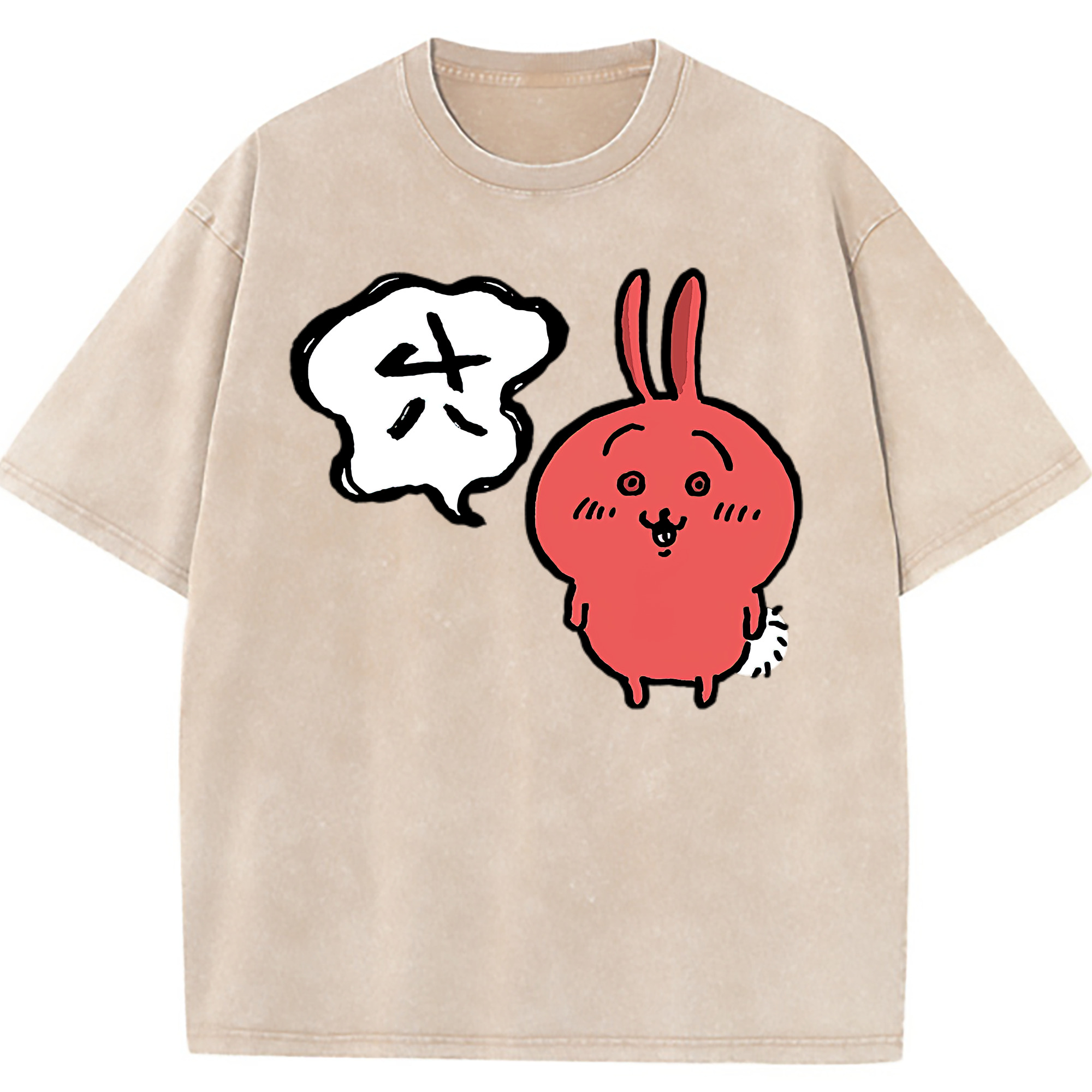 （画像用） ちいかわ ハチワレ Chii-kawa hachiware 綿100% ヴィンテージ風 半袖Tシャツ（フロントプリント）