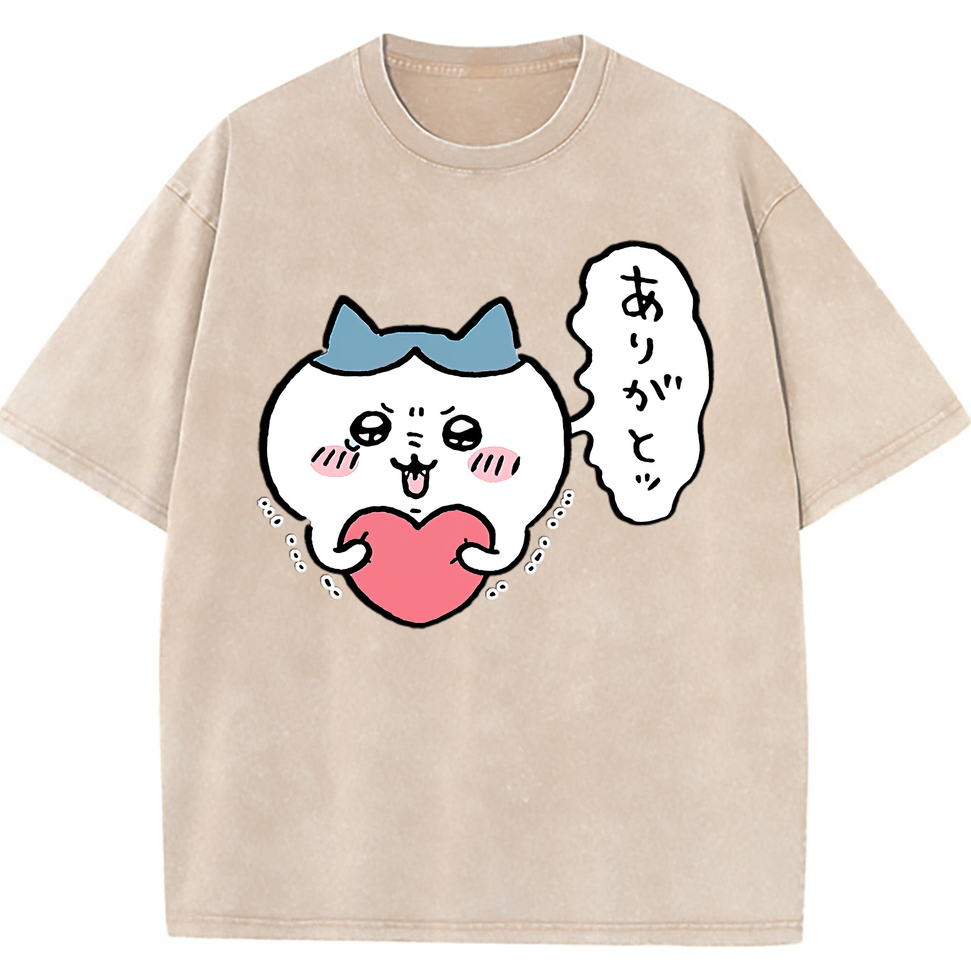 （画像用） ちいかわ ハチワレ Chii-kawa hachiware 綿100% ヴィンテージ風 半袖Tシャツ（フロントプリント）