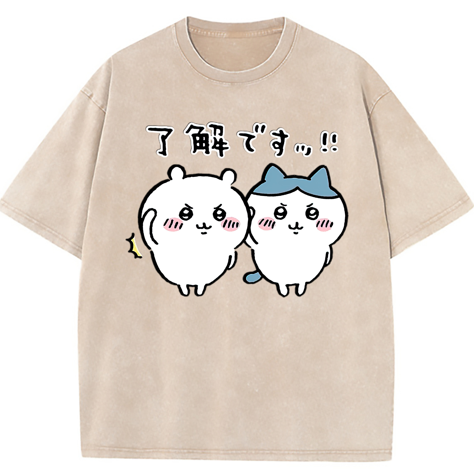 （画像用） ちいかわ ハチワレ Chii-kawa hachiware 綿100% ヴィンテージ風 半袖Tシャツ（フロントプリント）
