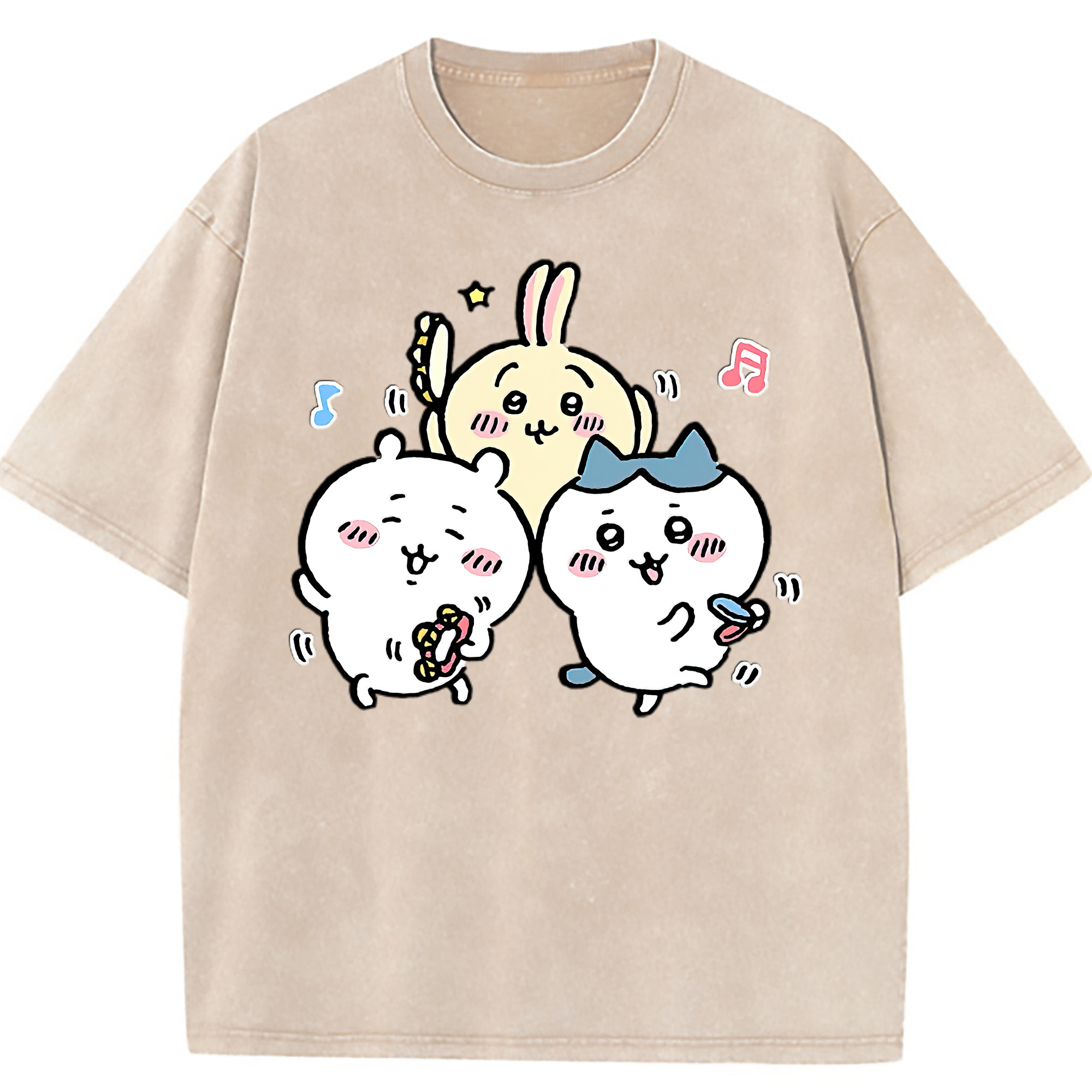 （画像用） ちいかわ ハチワレ Chii-kawa hachiware 綿100% ヴィンテージ風 半袖Tシャツ（フロントプリント）