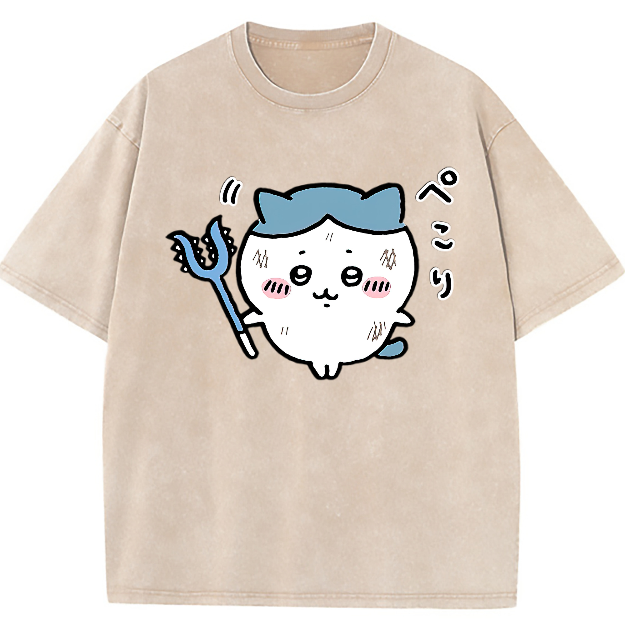 （画像用） ちいかわ ハチワレ Chii-kawa hachiware 綿100% ヴィンテージ風 半袖Tシャツ（フロントプリント）