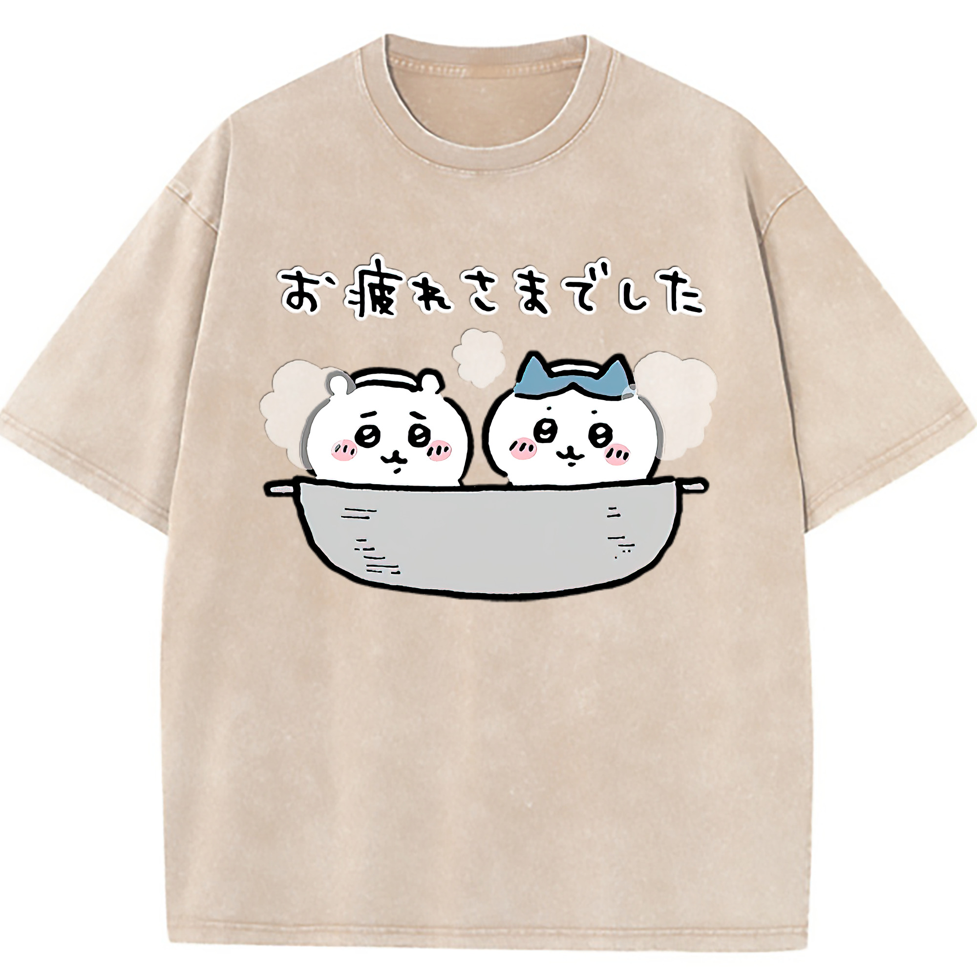 （画像用） ちいかわ ハチワレ Chii-kawa hachiware 綿100% ヴィンテージ風 半袖Tシャツ（フロントプリント）