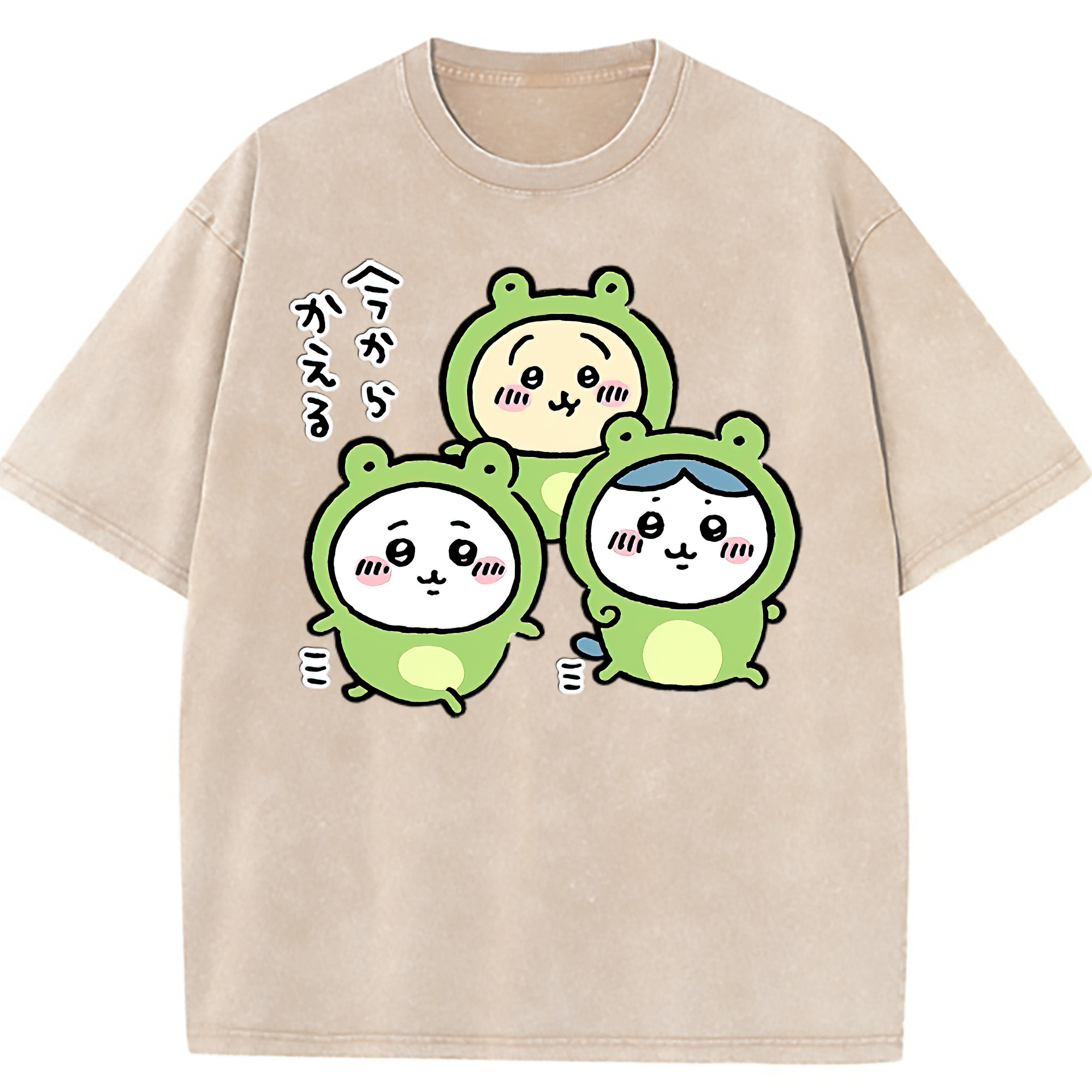 （画像用） ちいかわ ハチワレ Chii-kawa hachiware 綿100% ヴィンテージ風 半袖Tシャツ（フロントプリント）