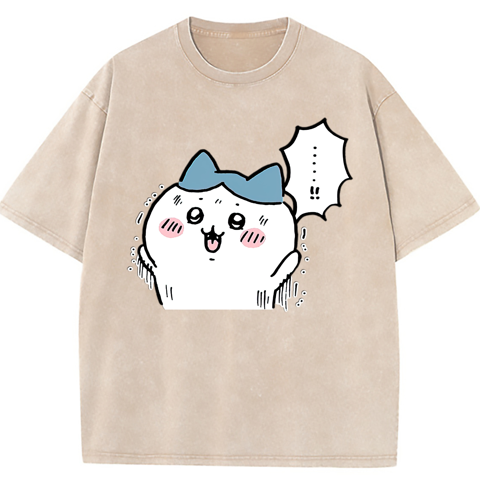（画像用） ちいかわ ハチワレ Chii-kawa hachiware 綿100% ヴィンテージ風 半袖Tシャツ（フロントプリント）