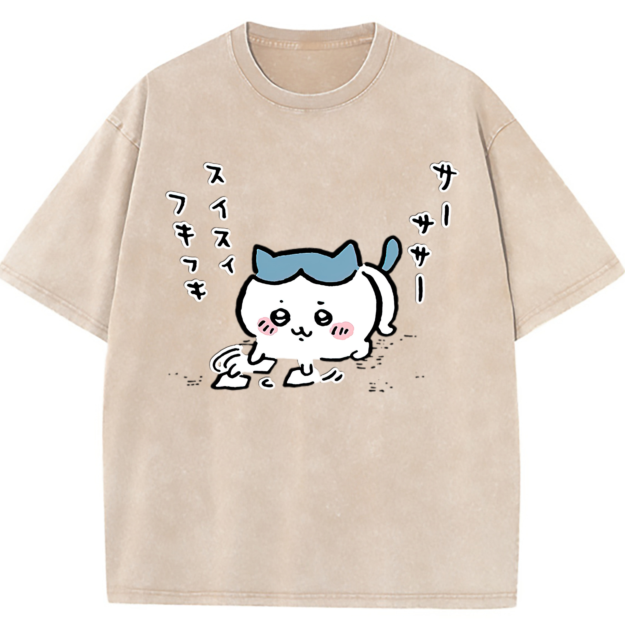 （画像用） ちいかわ ハチワレ Chii-kawa hachiware 綿100% ヴィンテージ風 半袖Tシャツ（フロントプリント）