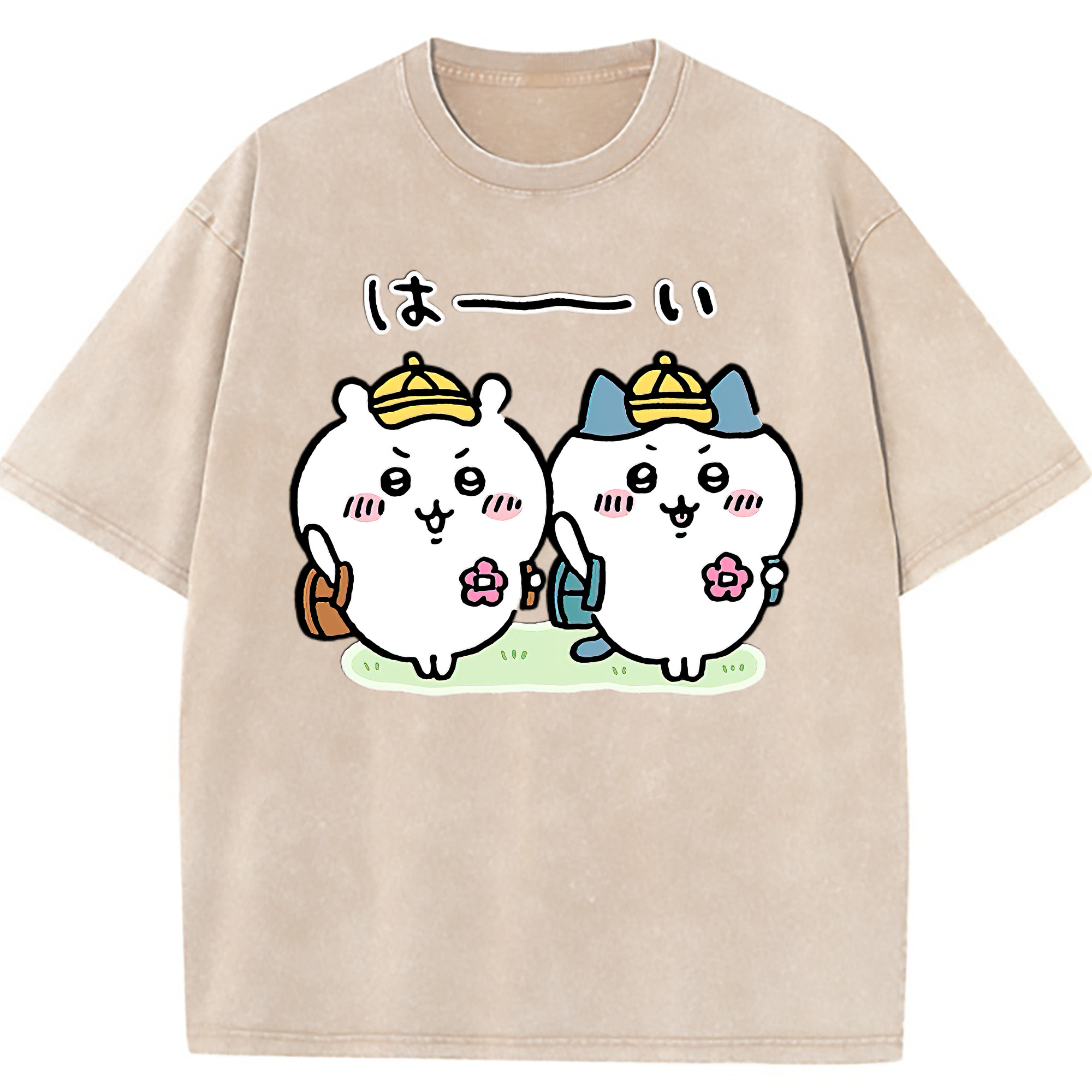 （画像用） ちいかわ ハチワレ Chii-kawa hachiware 綿100% ヴィンテージ風 半袖Tシャツ（フロントプリント）