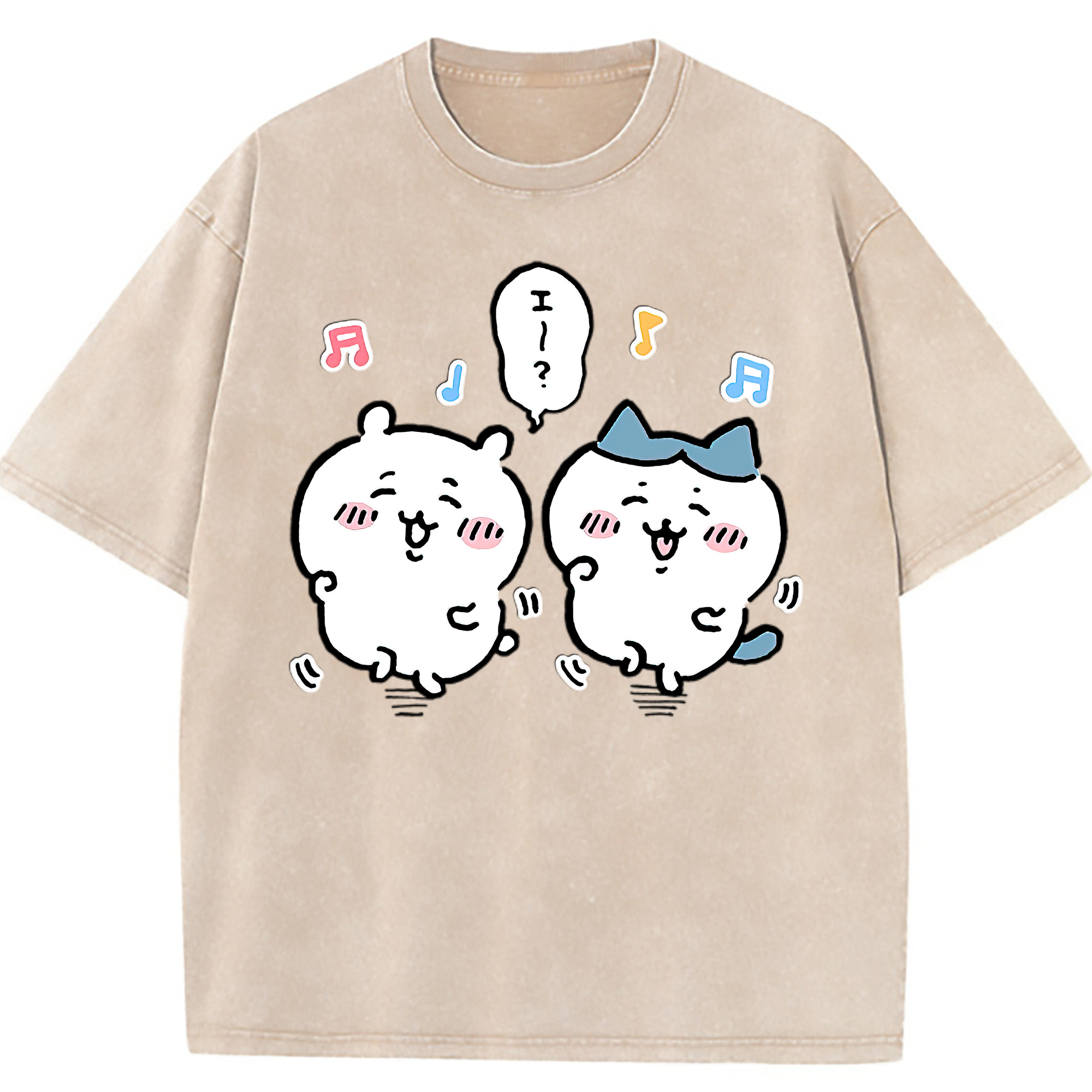 （画像用） ちいかわ ハチワレ Chii-kawa hachiware 綿100% ヴィンテージ風 半袖Tシャツ（フロントプリント）