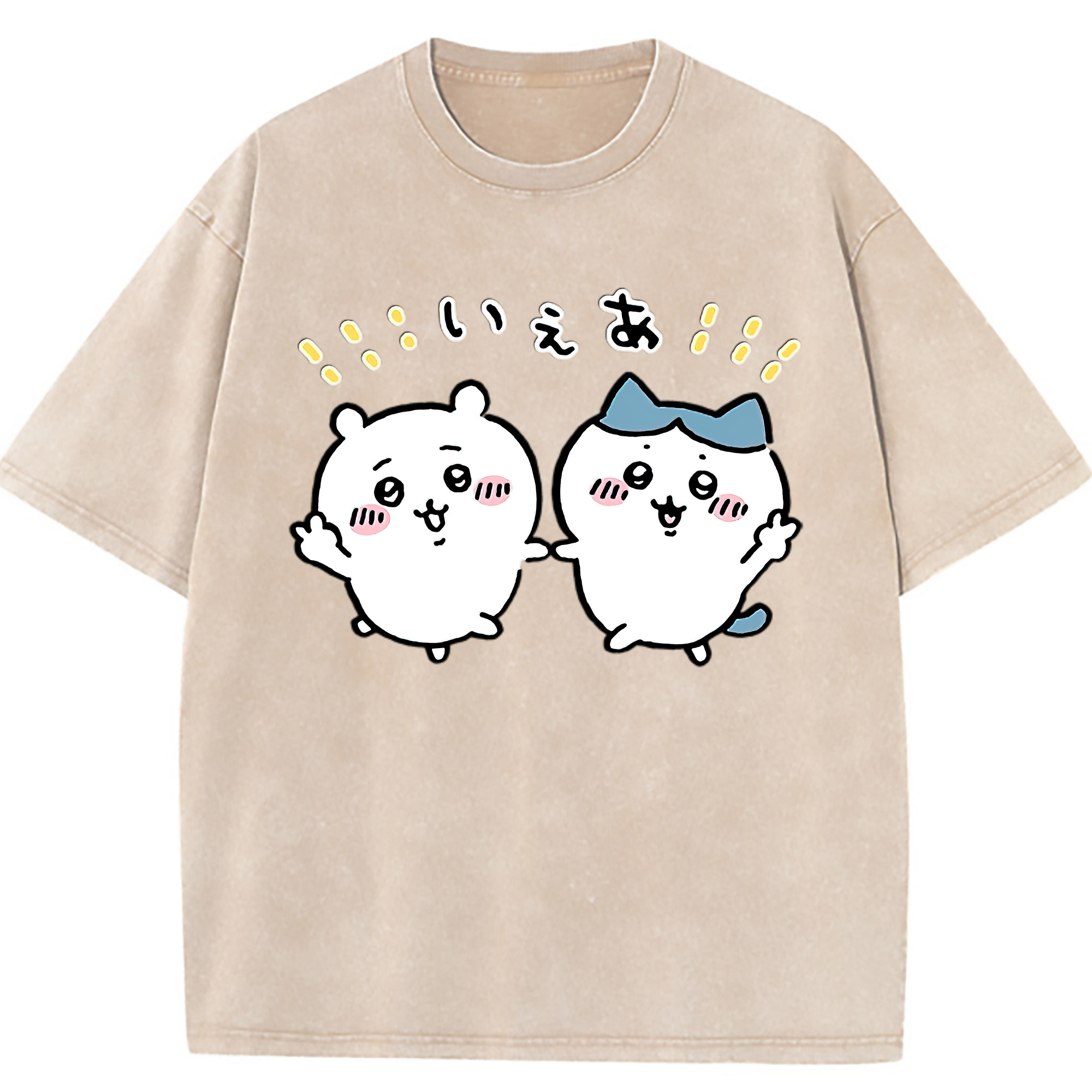 （画像用） ちいかわ ハチワレ Chii-kawa hachiware 綿100% ヴィンテージ風 半袖Tシャツ（フロントプリント）