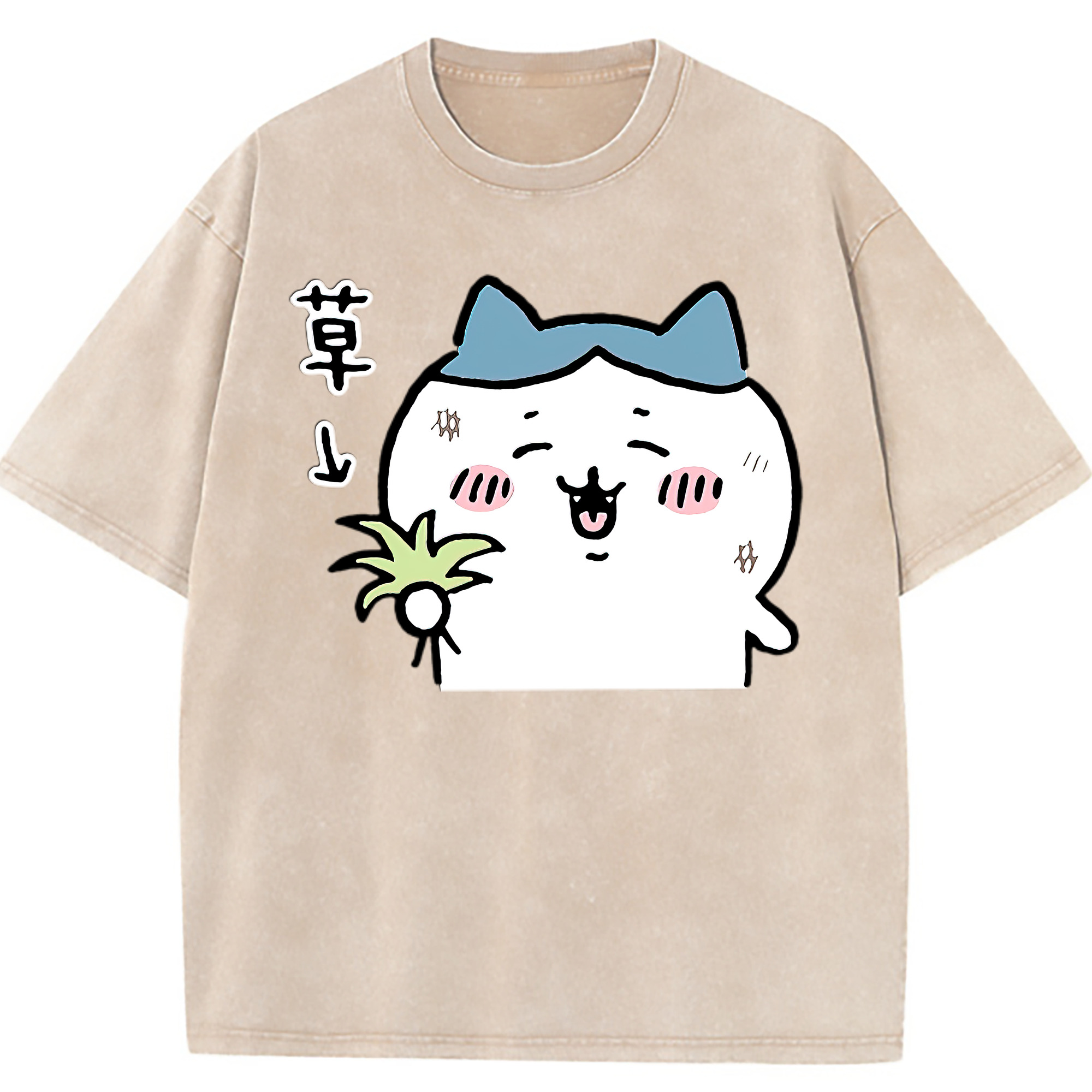 （画像用） ちいかわ ハチワレ Chii-kawa hachiware 綿100% ヴィンテージ風 半袖Tシャツ（フロントプリント）