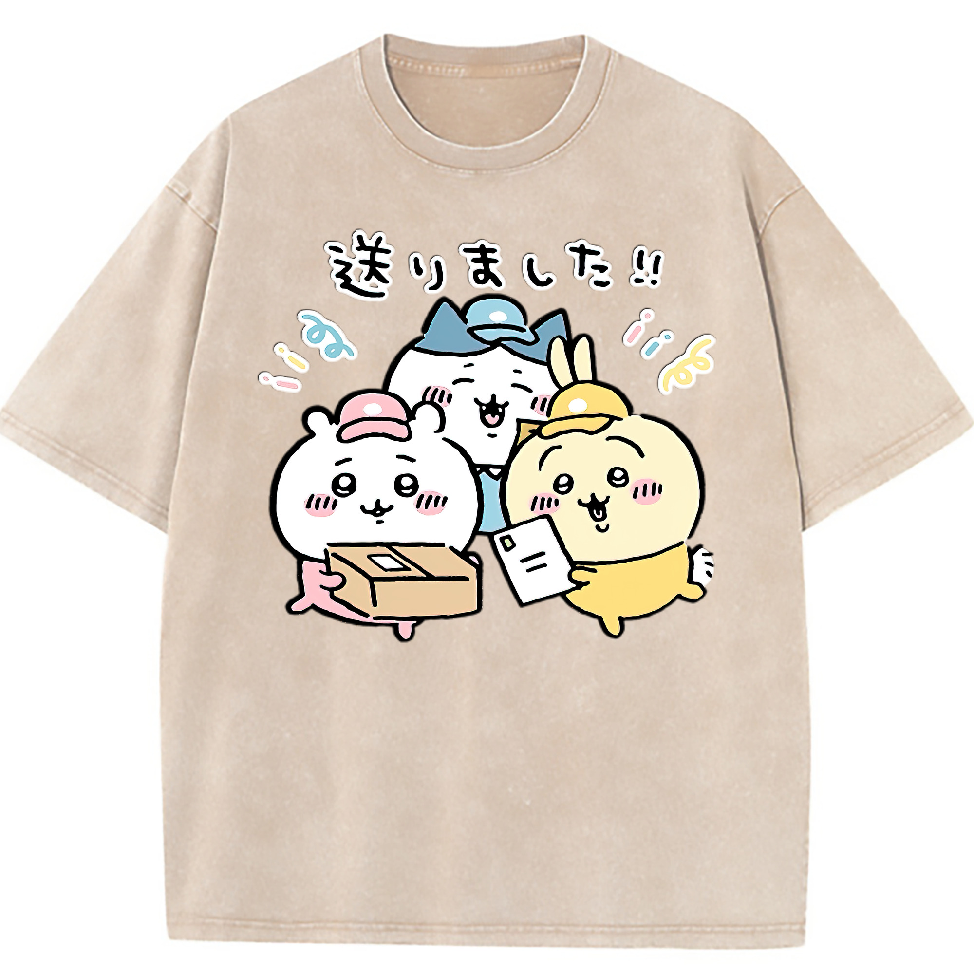 （画像用） ちいかわ ハチワレ Chii-kawa hachiware 綿100% ヴィンテージ風 半袖Tシャツ（フロントプリント）