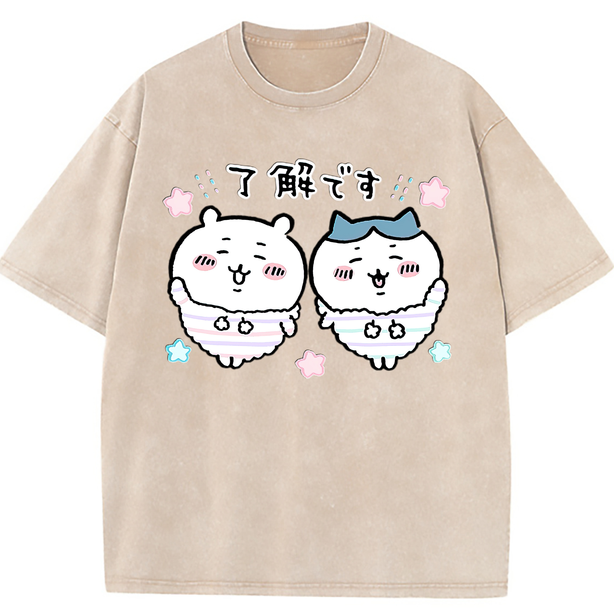 （画像用） ちいかわ ハチワレ Chii-kawa hachiware 綿100% ヴィンテージ風 半袖Tシャツ（フロントプリント）