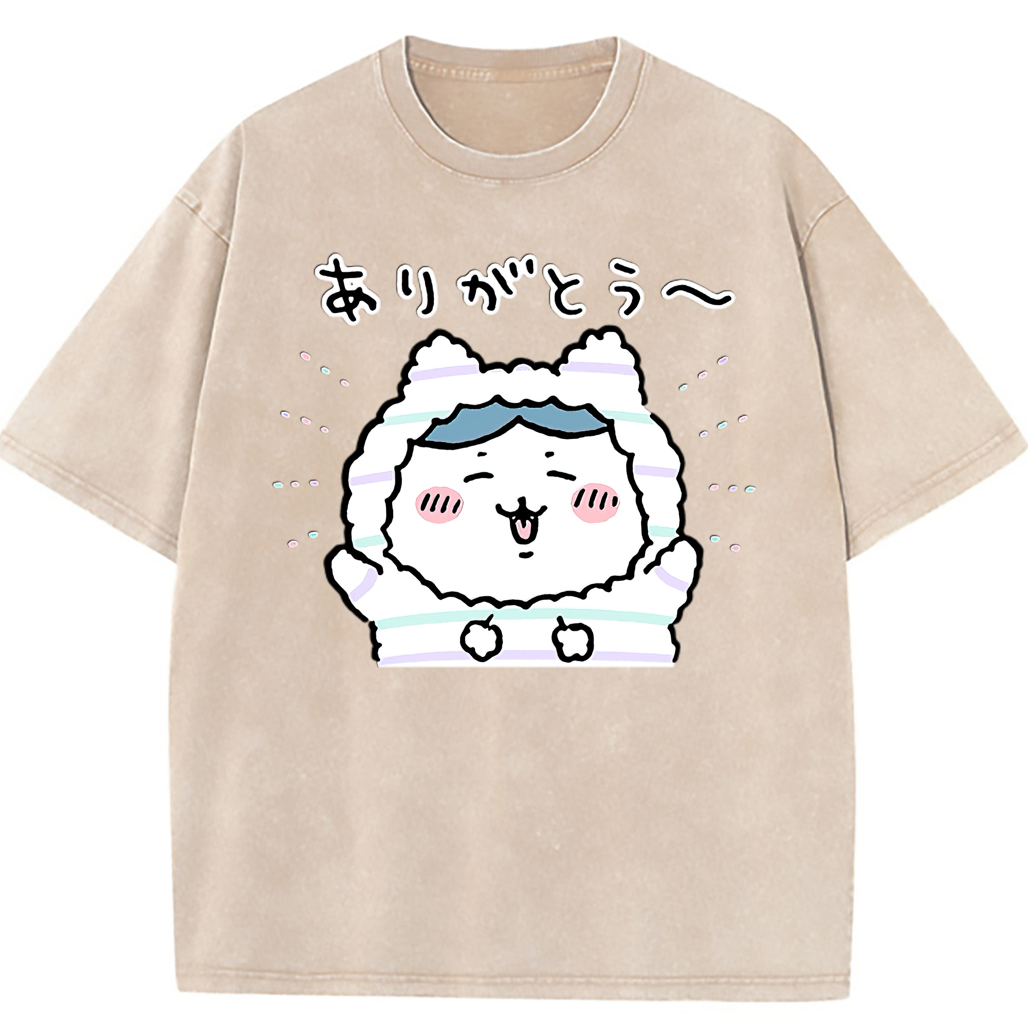 （画像用） ちいかわ ハチワレ Chii-kawa hachiware 綿100% ヴィンテージ風 半袖Tシャツ（フロントプリント）