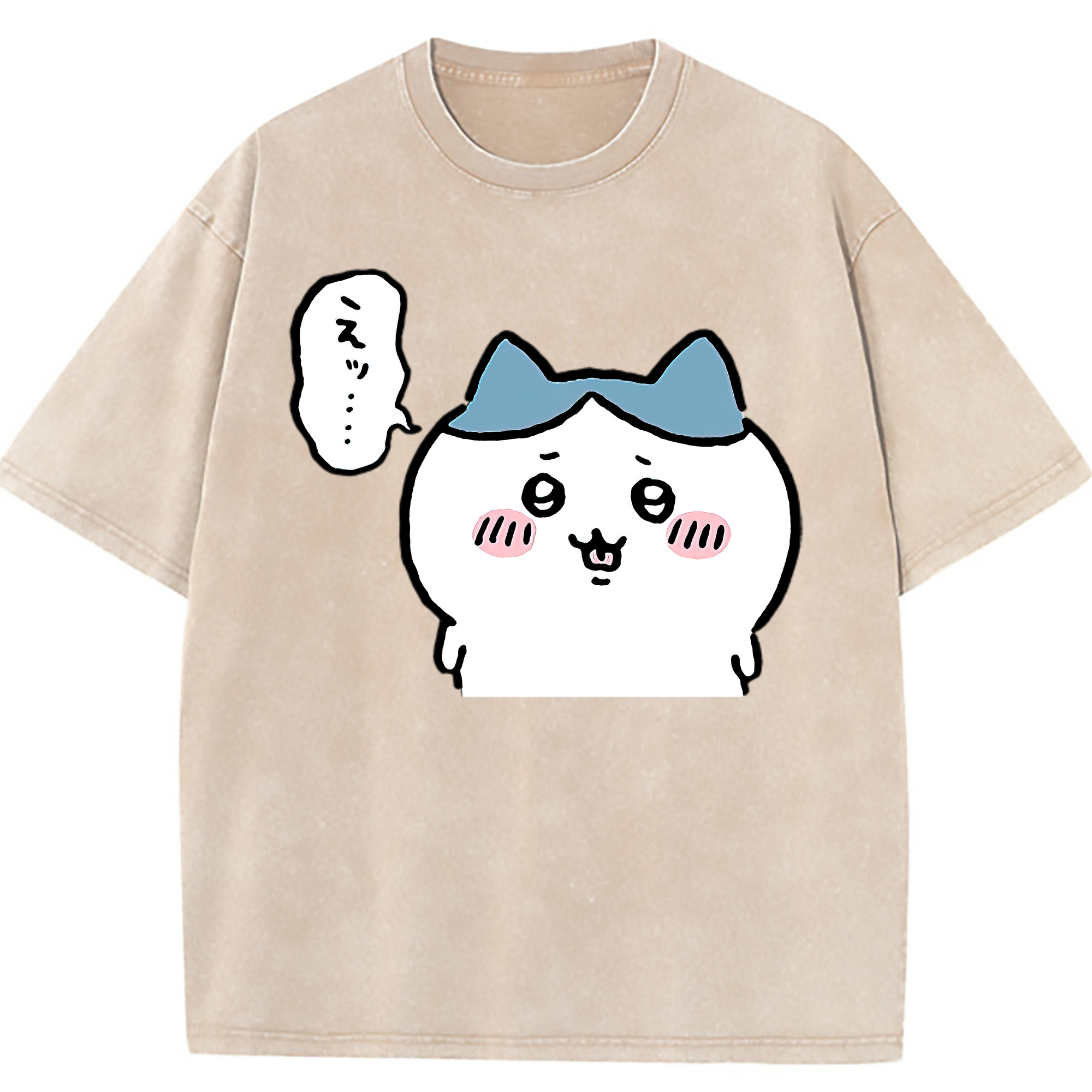 （画像用） ちいかわ ハチワレ Chii-kawa hachiware 綿100% ヴィンテージ風 半袖Tシャツ（フロントプリント）