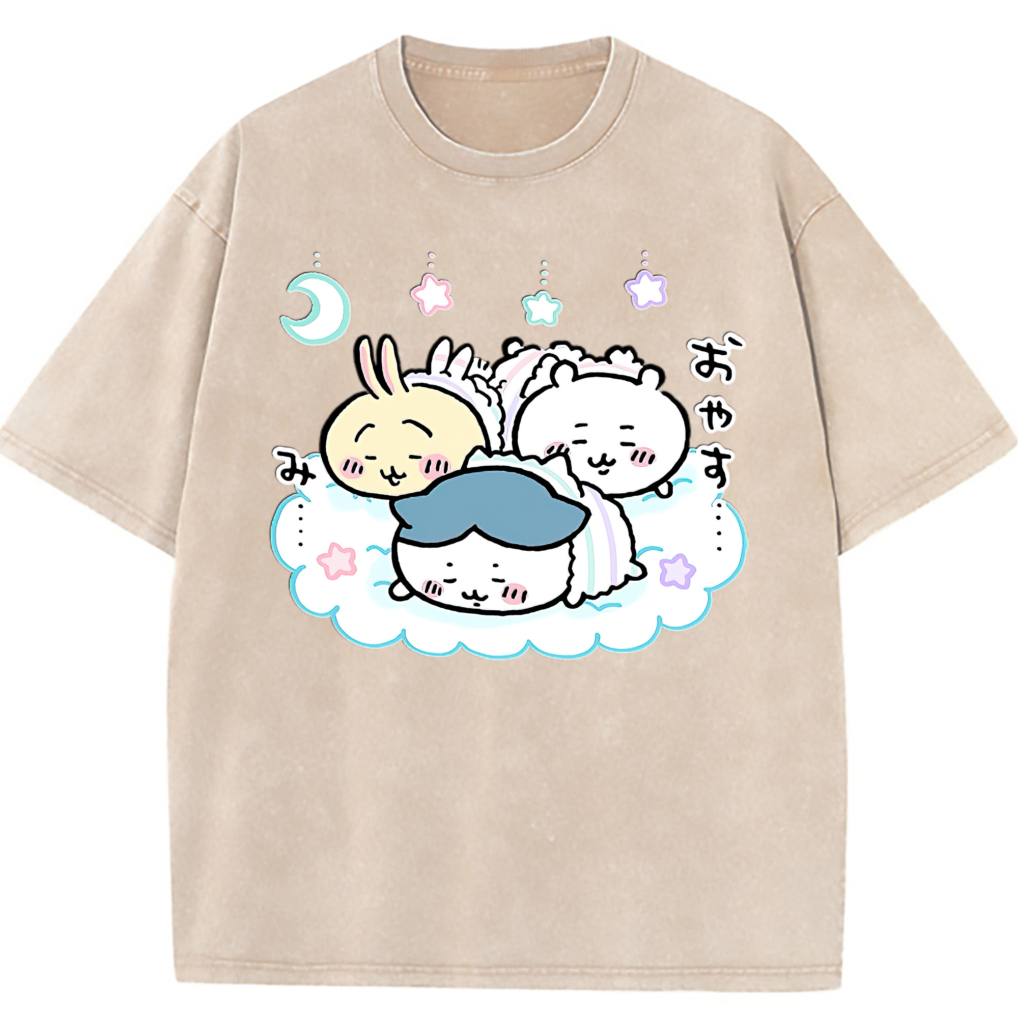 （画像用） ちいかわ ハチワレ Chii-kawa hachiware 綿100% ヴィンテージ風 半袖Tシャツ（フロントプリント）
