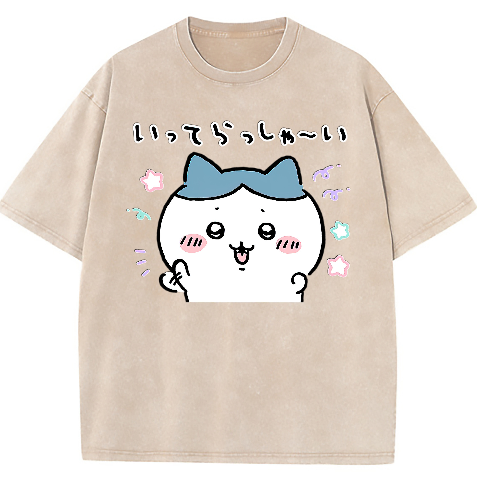 （画像用） ちいかわ ハチワレ Chii-kawa hachiware 綿100% ヴィンテージ風 半袖Tシャツ（フロントプリント）