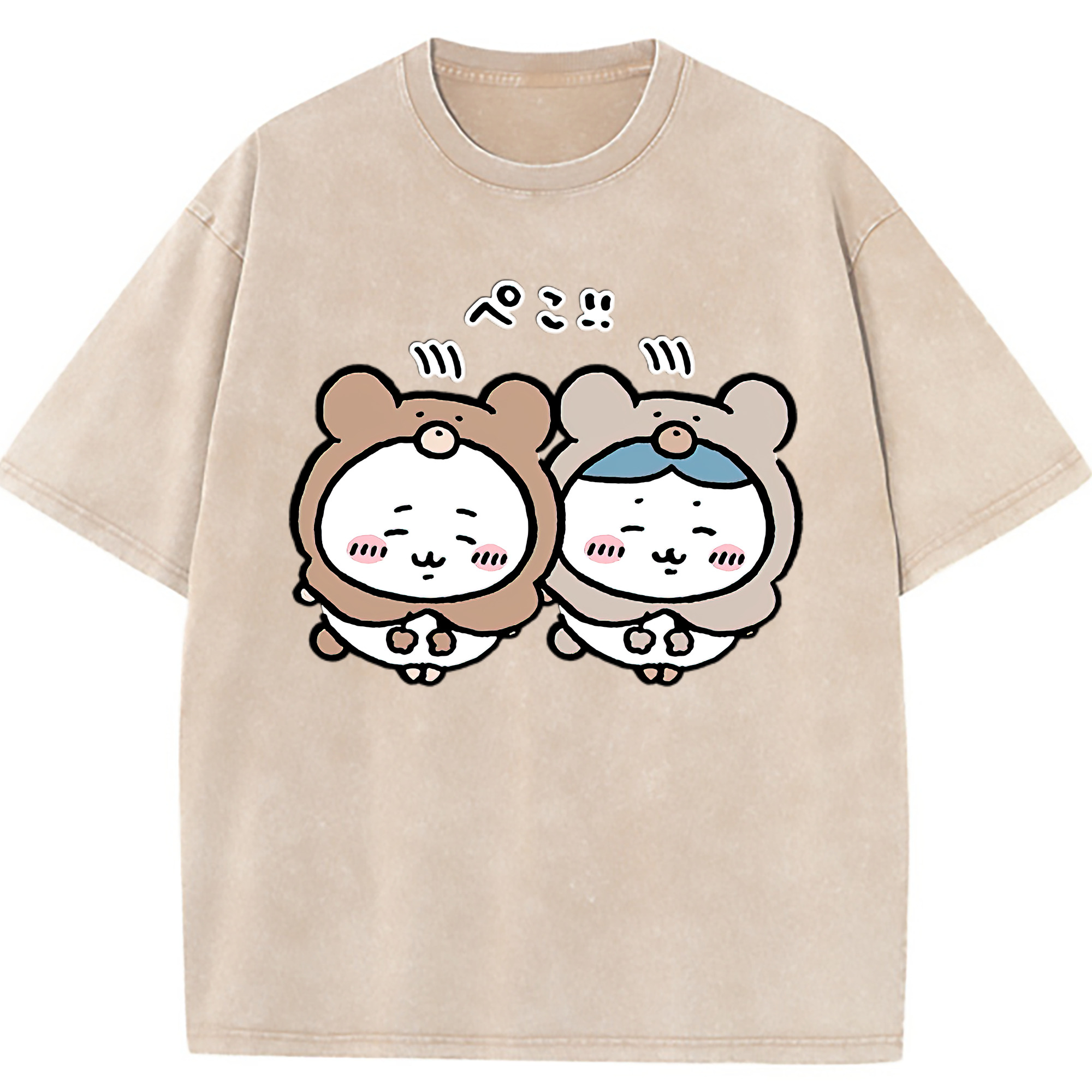 （画像用） ちいかわ ハチワレ Chii-kawa hachiware 綿100% ヴィンテージ風 半袖Tシャツ（フロントプリント）