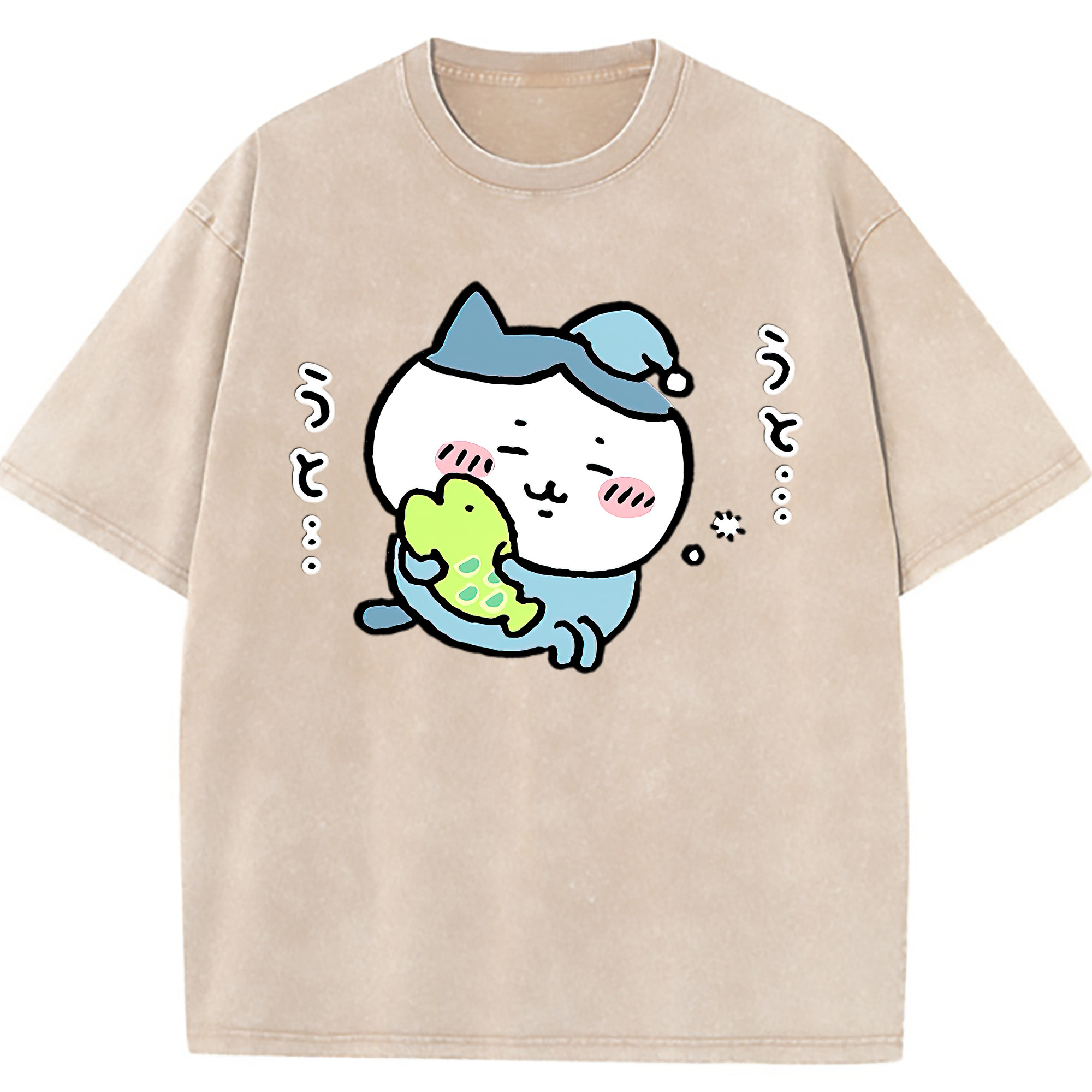（画像用） ちいかわ ハチワレ Chii-kawa hachiware 綿100% ヴィンテージ風 半袖Tシャツ（フロントプリント）