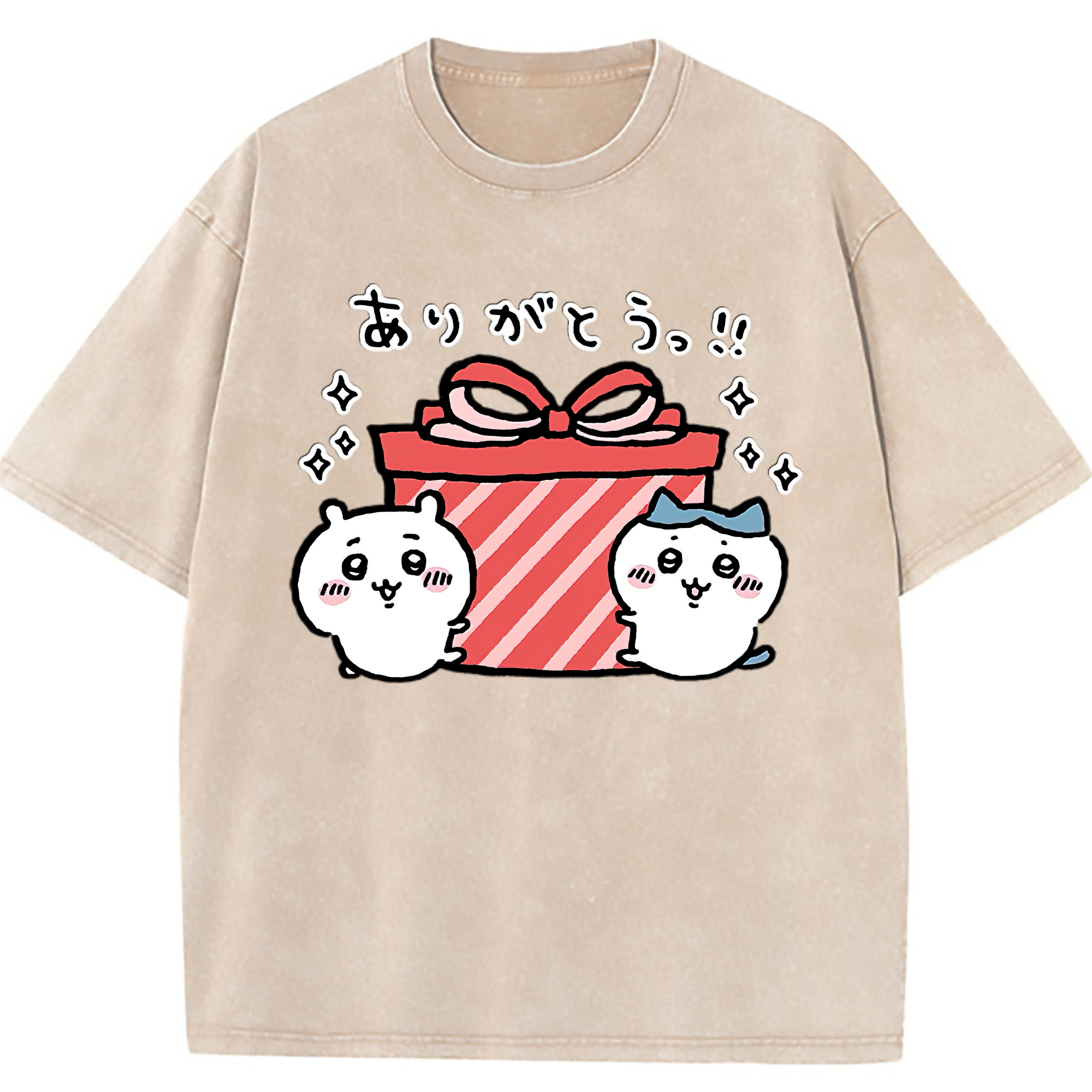 （画像用） ちいかわ ハチワレ Chii-kawa hachiware 綿100% ヴィンテージ風 半袖Tシャツ（フロントプリント）