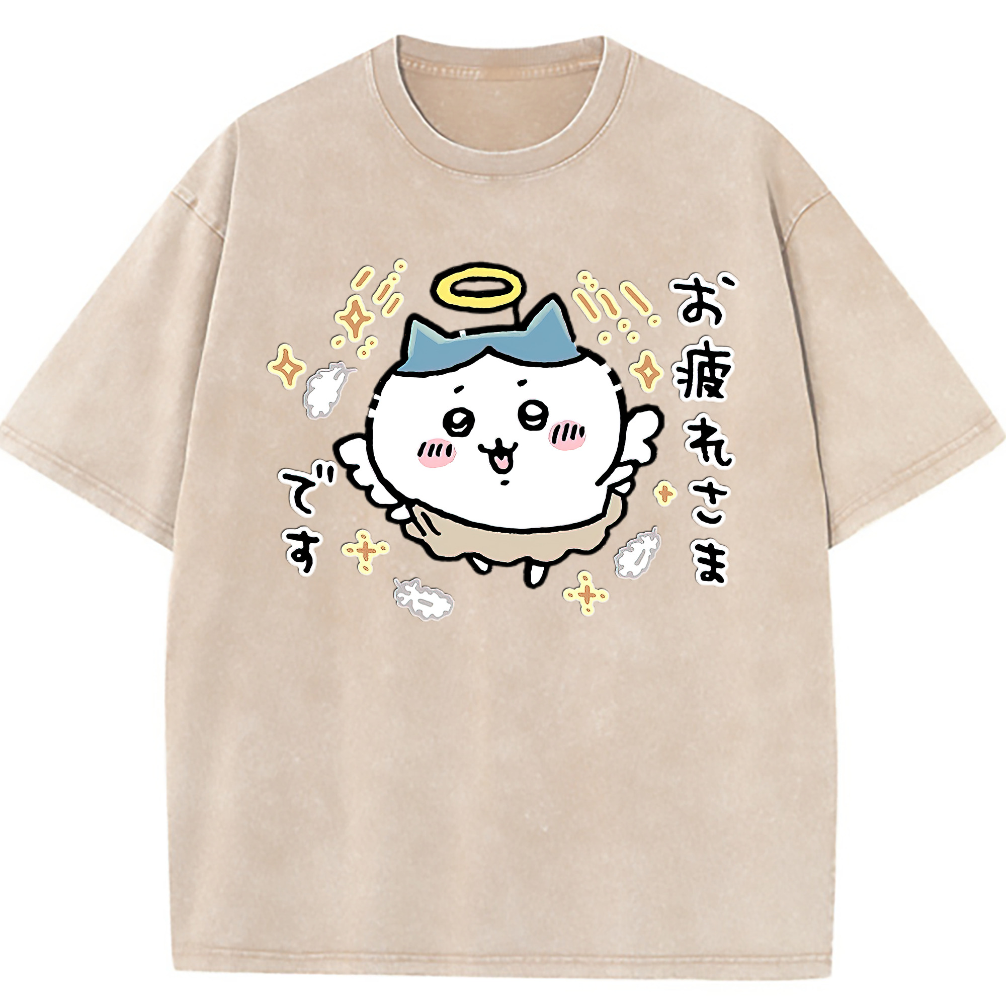 （画像用） ちいかわ ハチワレ Chii-kawa hachiware 綿100% ヴィンテージ風 半袖Tシャツ（フロントプリント）