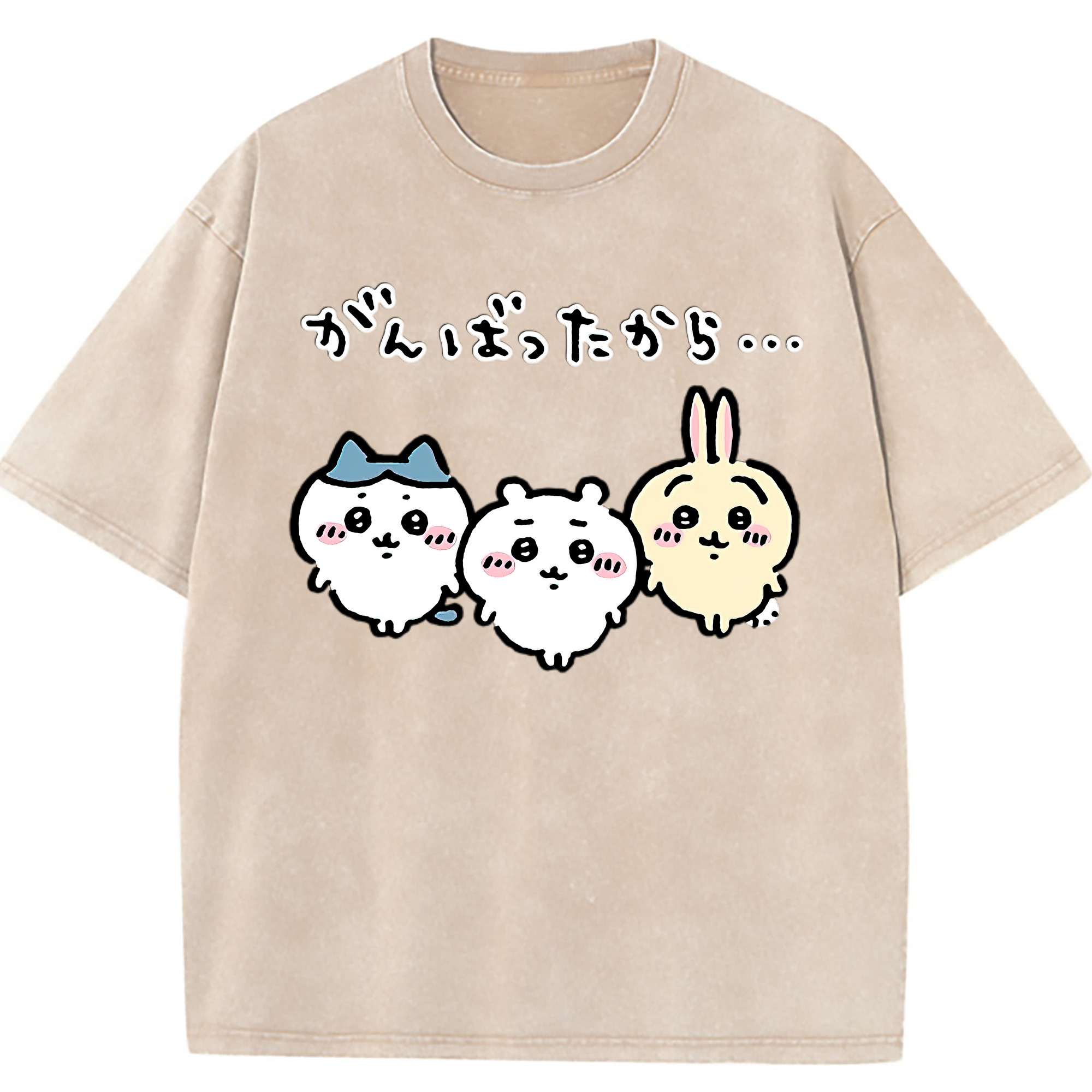 （画像用） ちいかわ ハチワレ Chii-kawa hachiware 綿100% ヴィンテージ風 半袖Tシャツ（フロントプリント）