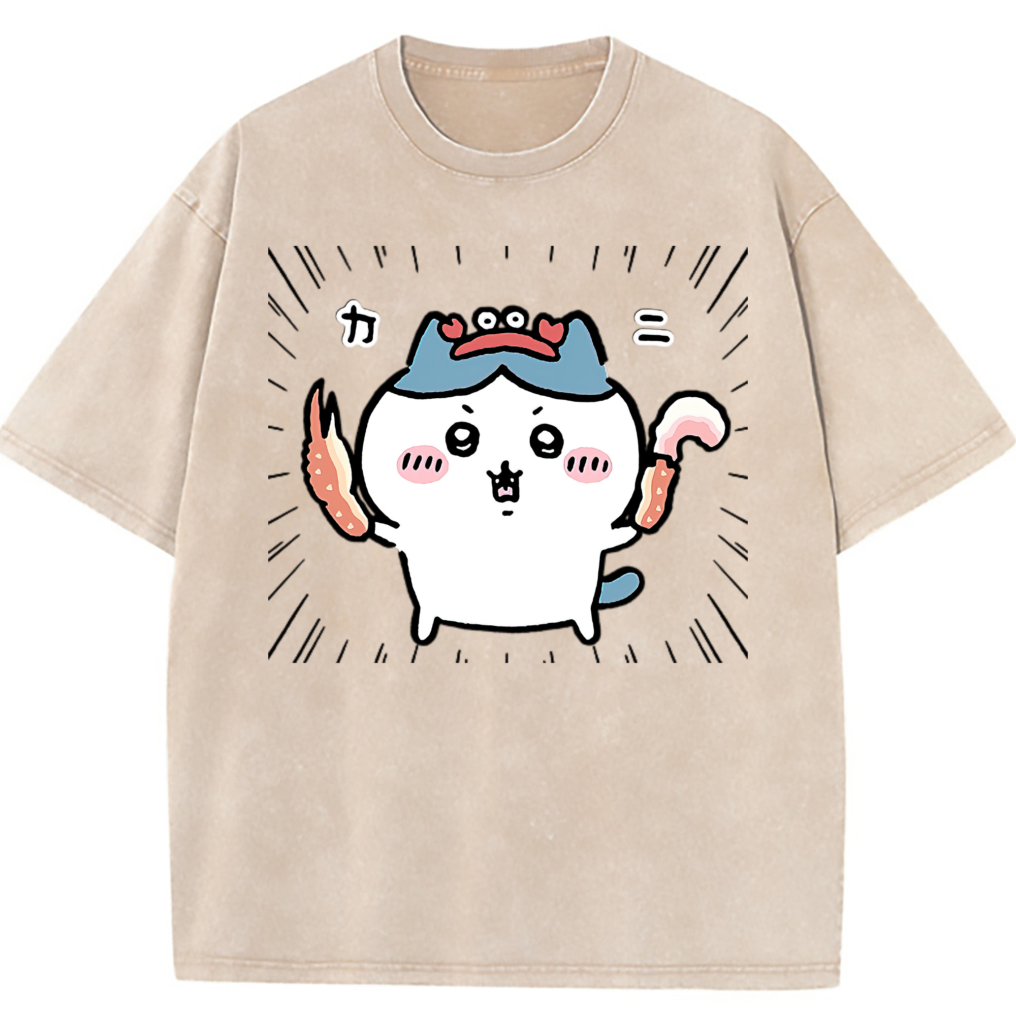 （画像用） ちいかわ ハチワレ Chii-kawa hachiware 綿100% ヴィンテージ風 半袖Tシャツ（フロントプリント）