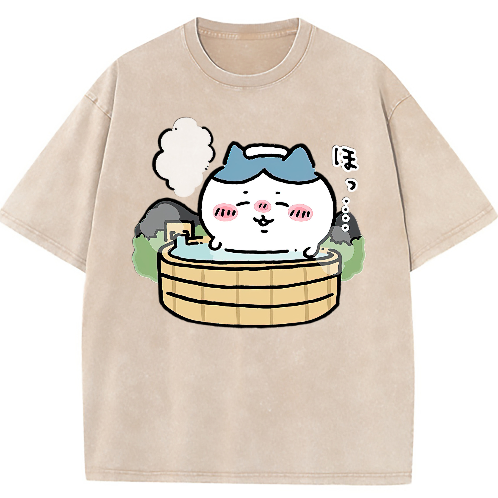 （画像用） ちいかわ ハチワレ Chii-kawa hachiware 綿100% ヴィンテージ風 半袖Tシャツ（フロントプリント）