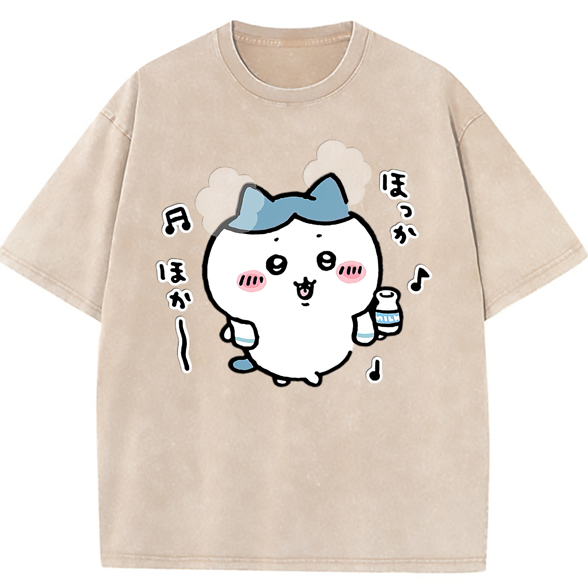（画像用） ちいかわ ハチワレ Chii-kawa hachiware 綿100% ヴィンテージ風 半袖Tシャツ（フロントプリント）