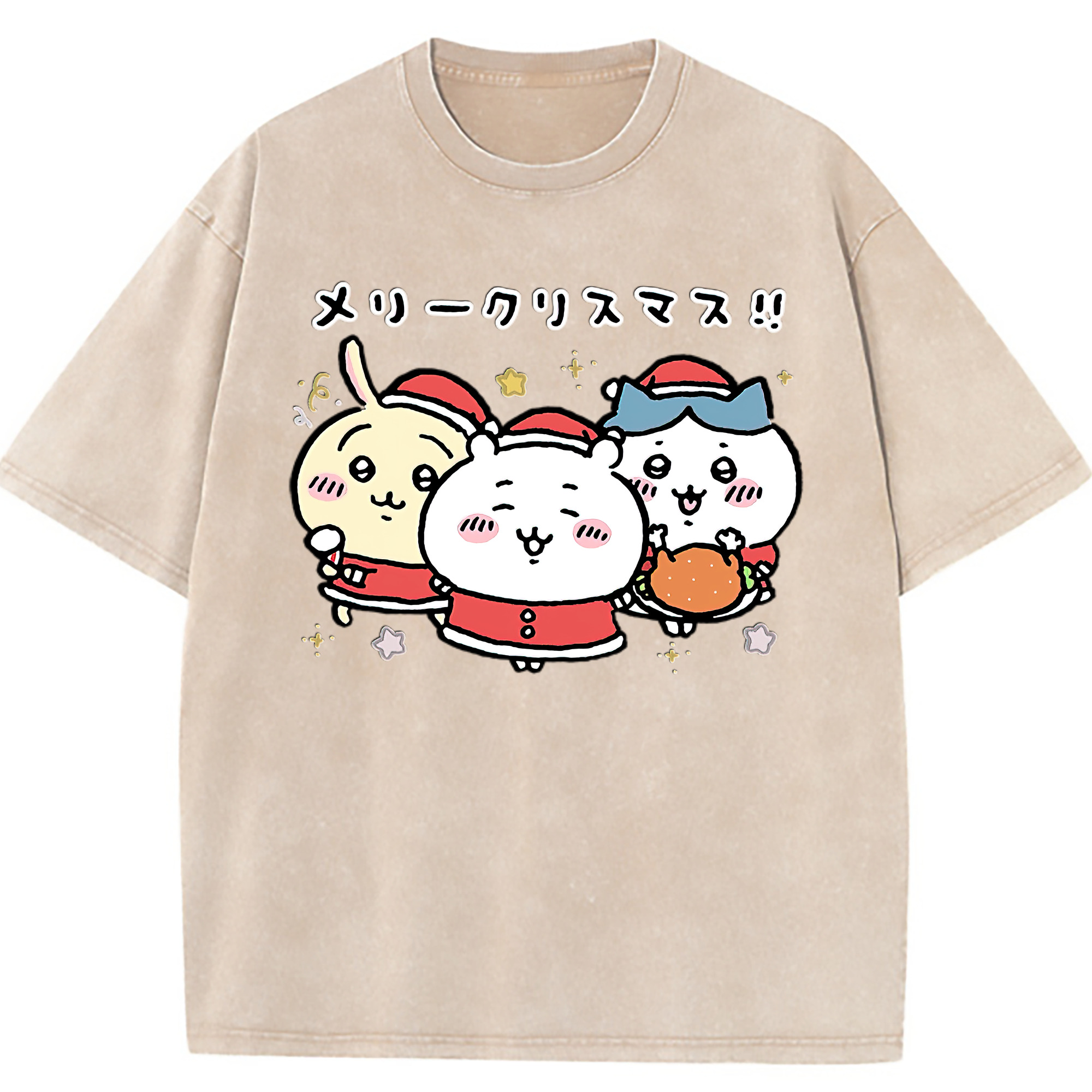 （画像用） ちいかわ ハチワレ Chii-kawa hachiware 綿100% ヴィンテージ風 半袖Tシャツ（フロントプリント）