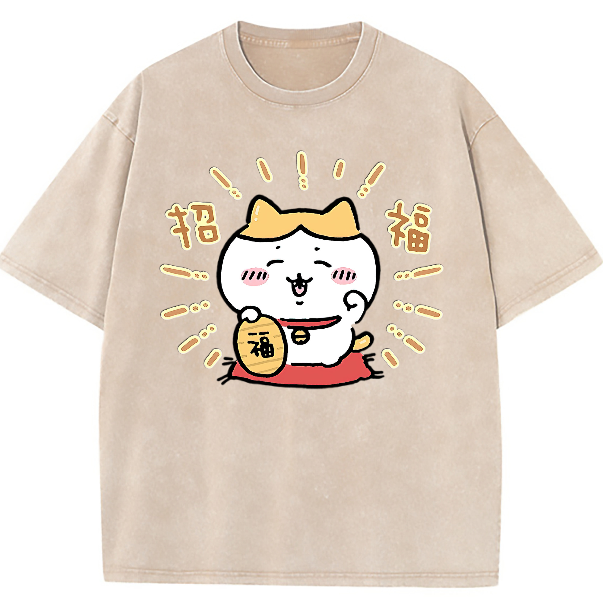 （画像用） ちいかわ ハチワレ Chii-kawa hachiware 綿100% ヴィンテージ風 半袖Tシャツ（フロントプリント）