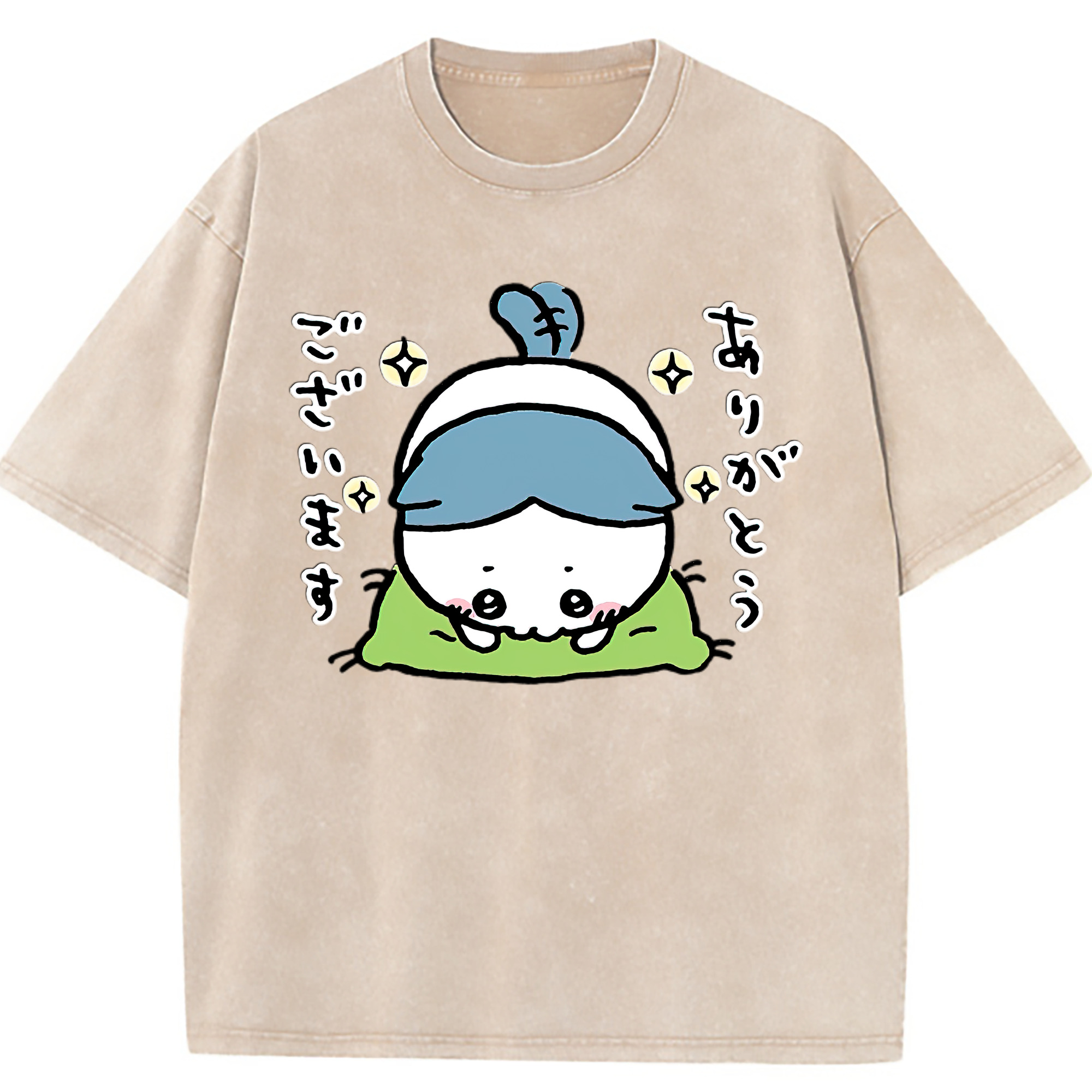（画像用） ちいかわ ハチワレ Chii-kawa hachiware 綿100% ヴィンテージ風 半袖Tシャツ（フロントプリント）