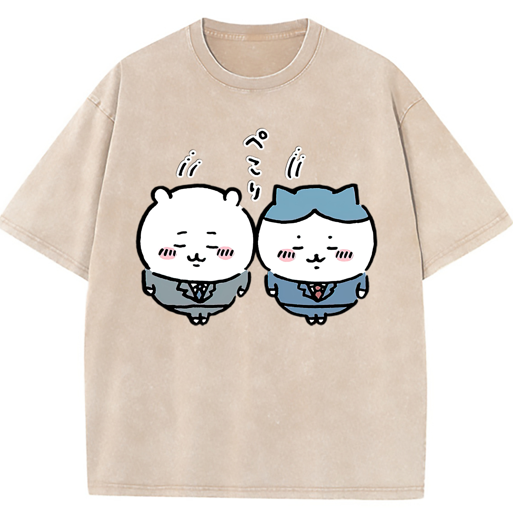 （画像用） ちいかわ ハチワレ Chii-kawa hachiware 綿100% ヴィンテージ風 半袖Tシャツ（フロントプリント）