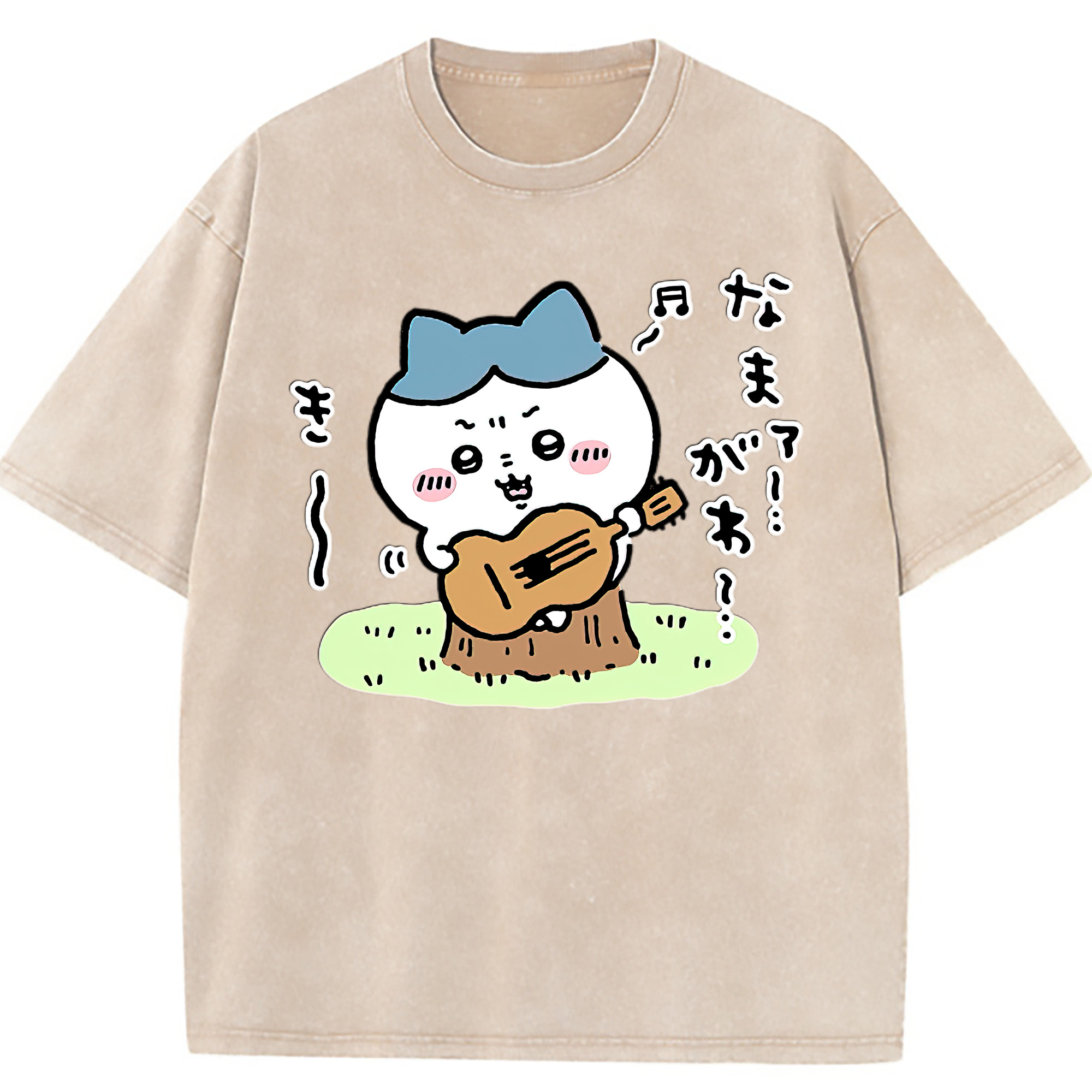 （画像用） ちいかわ ハチワレ Chii-kawa hachiware 綿100% ヴィンテージ風 半袖Tシャツ（フロントプリント）