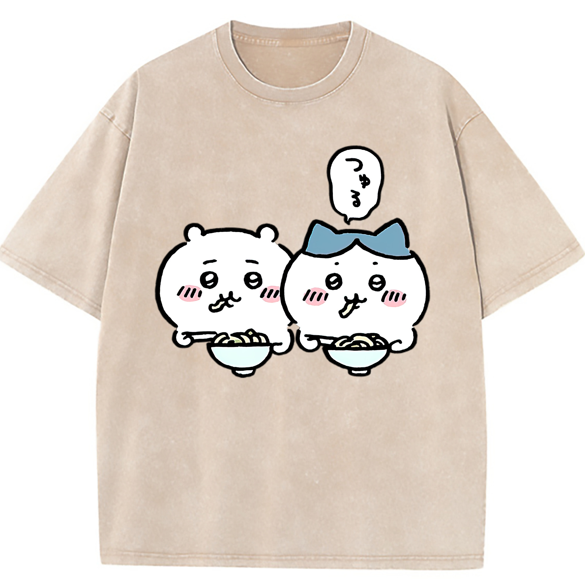 （画像用） ちいかわ ハチワレ Chii-kawa hachiware 綿100% ヴィンテージ風 半袖Tシャツ（フロントプリント）