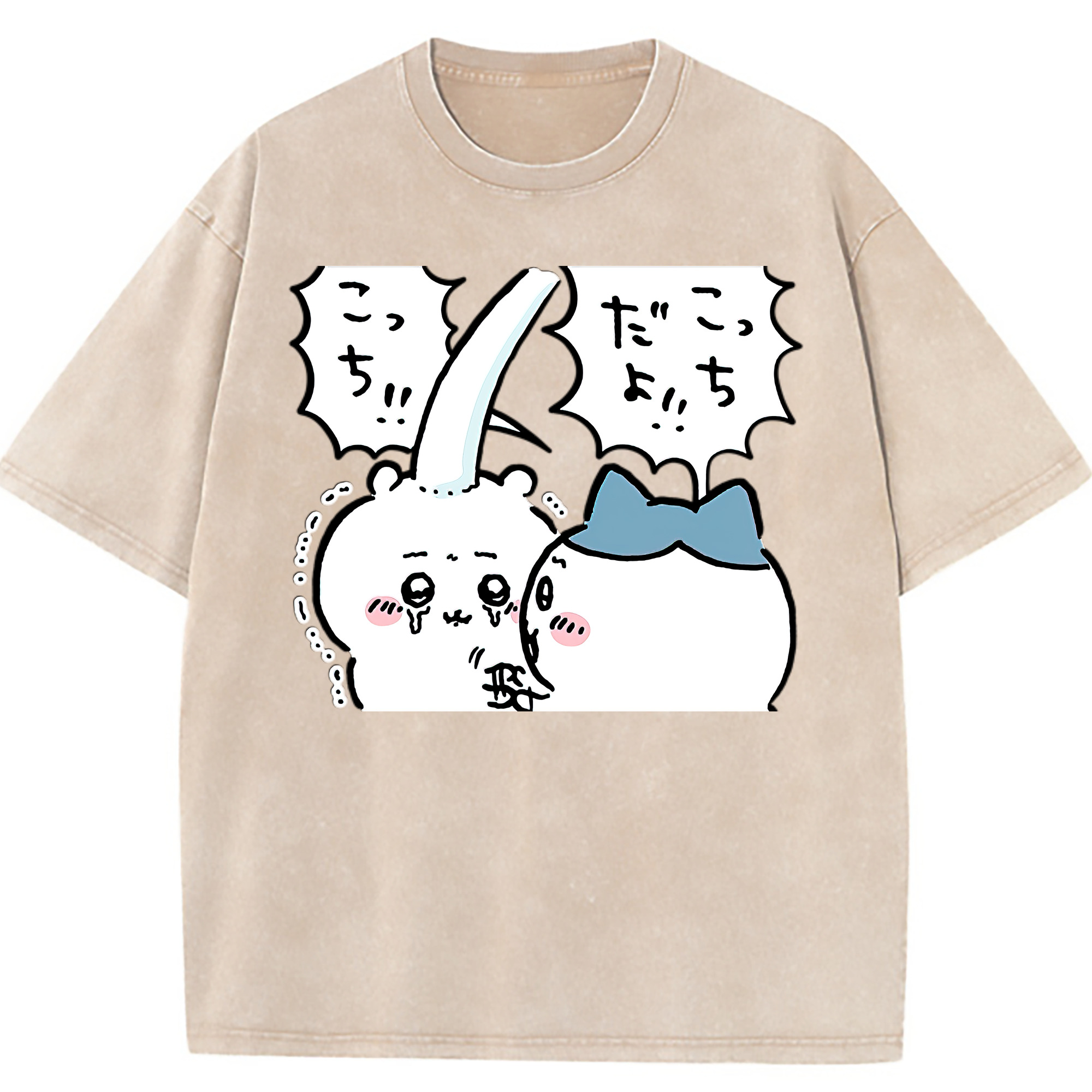 （画像用） ちいかわ ハチワレ Chii-kawa hachiware 綿100% ヴィンテージ風 半袖Tシャツ（フロントプリント）