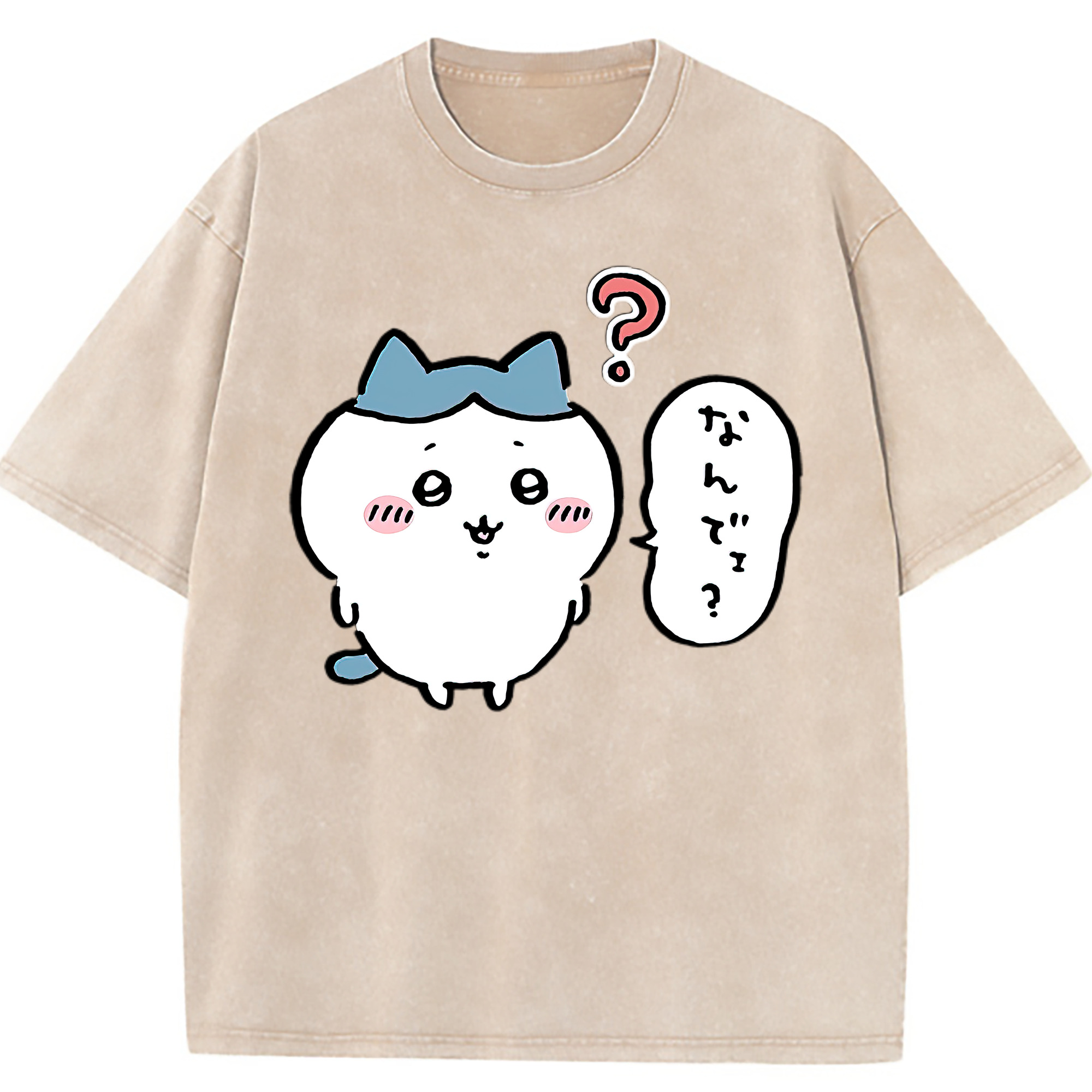 （画像用） ちいかわ ハチワレ Chii-kawa hachiware 綿100% ヴィンテージ風 半袖Tシャツ（フロントプリント）
