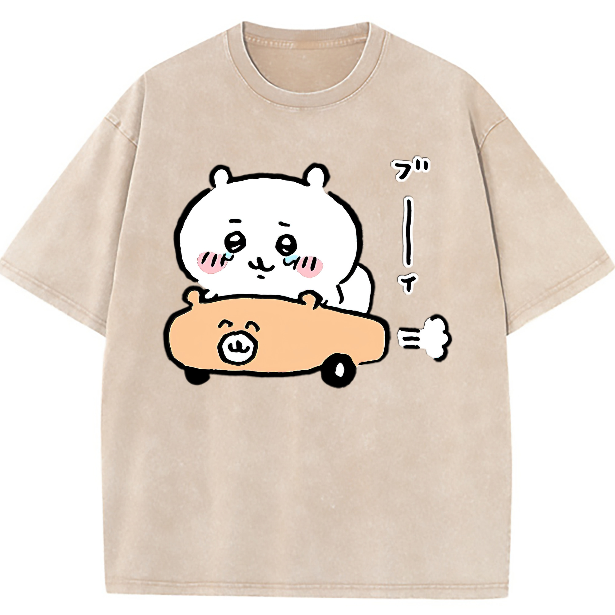（画像用） ちいかわ ちいかわ Chii-kawa chiikawa 綿100% ヴィンテージ風 半袖Tシャツ（フロントプリント）