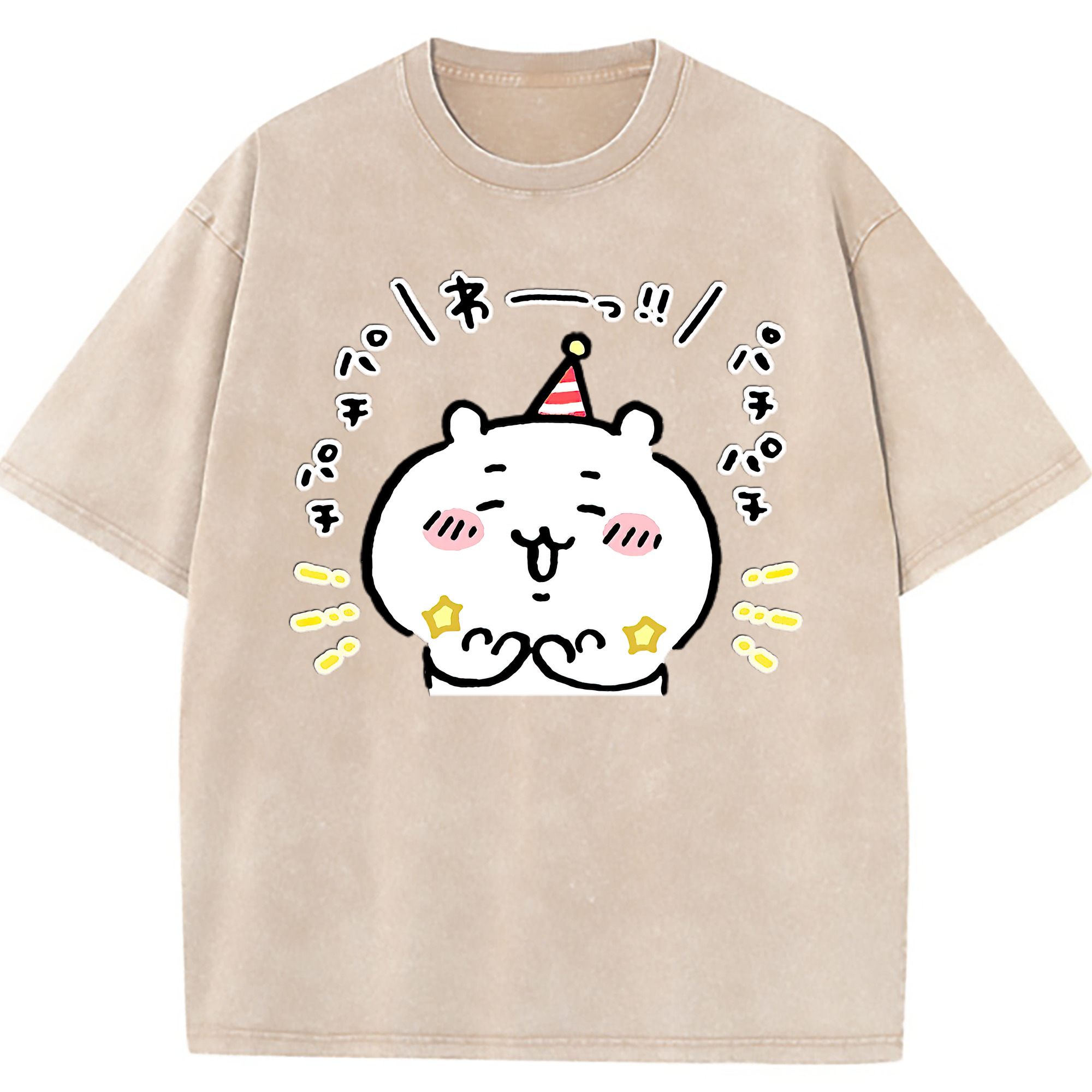 （画像用） ちいかわ ちいかわ Chii-kawa chiikawa 綿100% ヴィンテージ風 半袖Tシャツ（フロントプリント）