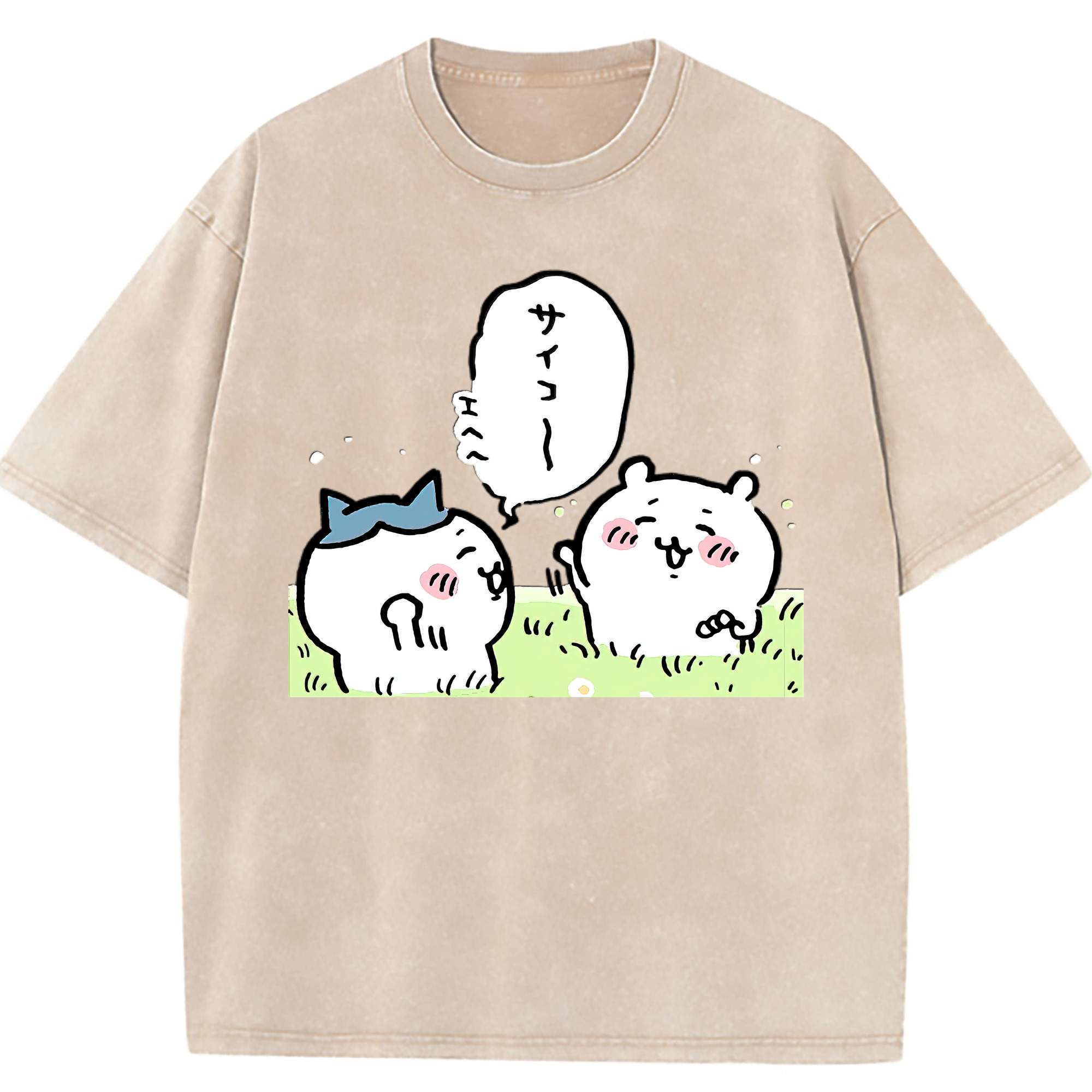 （画像用） ちいかわ ちいかわ Chii-kawa chiikawa 綿100% ヴィンテージ風 半袖Tシャツ（フロントプリント）