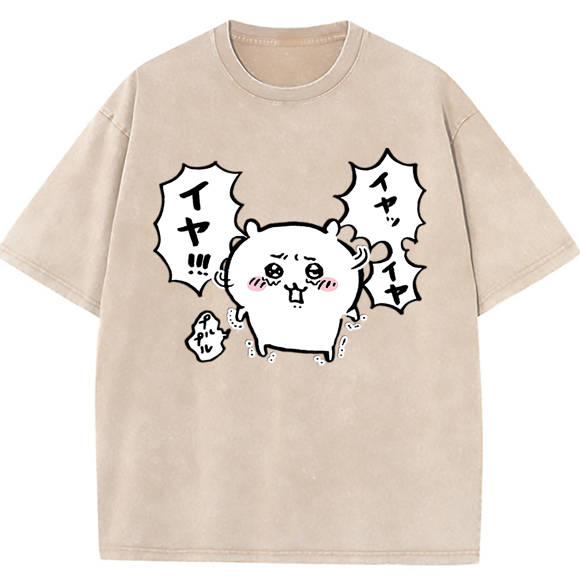 （画像用） ちいかわ ちいかわ Chii-kawa chiikawa 綿100% ヴィンテージ風 半袖Tシャツ（フロントプリント）