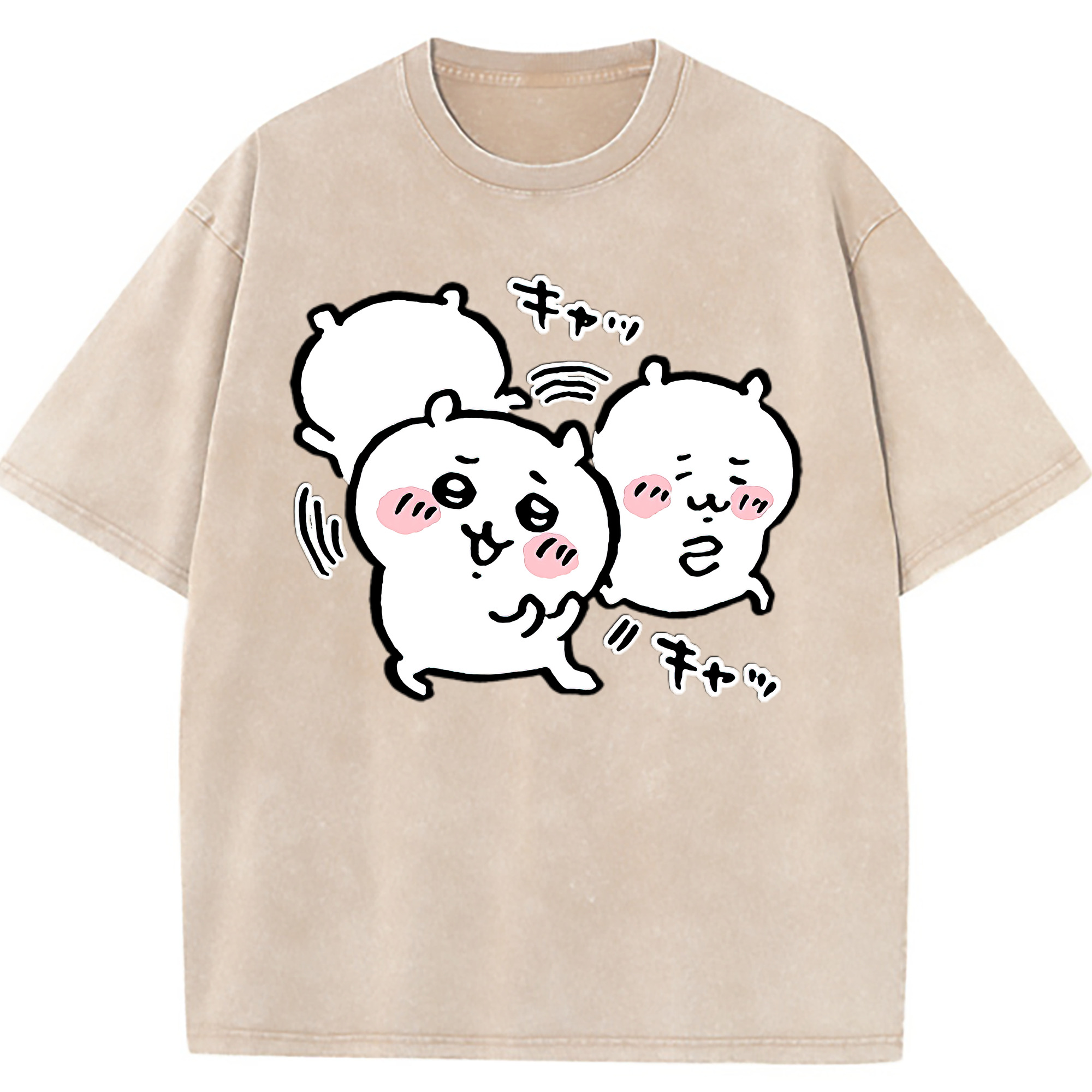 （画像用） ちいかわ ちいかわ Chii-kawa chiikawa 綿100% ヴィンテージ風 半袖Tシャツ（フロントプリント）