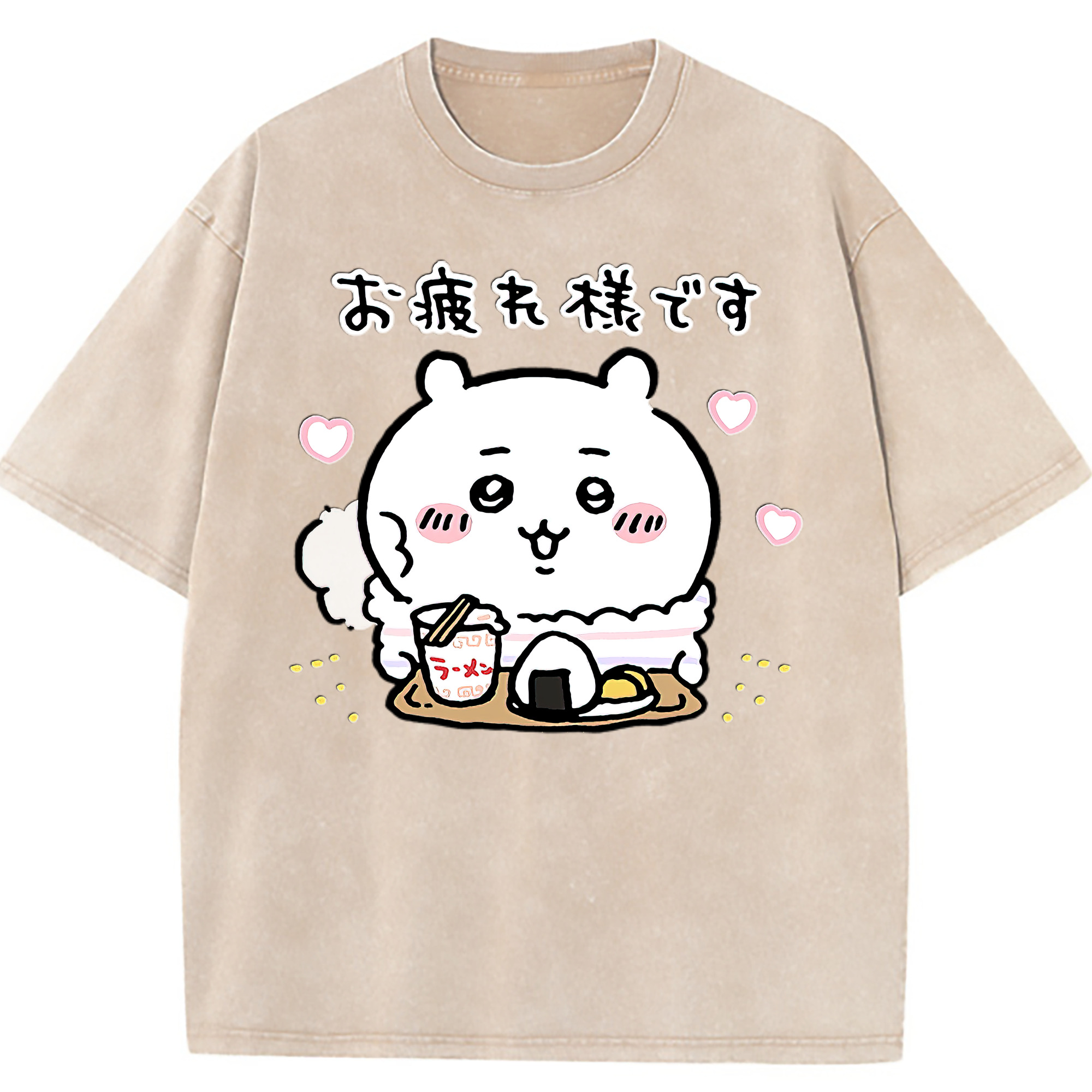 （画像用） ちいかわ ちいかわ Chii-kawa chiikawa 綿100% ヴィンテージ風 半袖Tシャツ（フロントプリント）