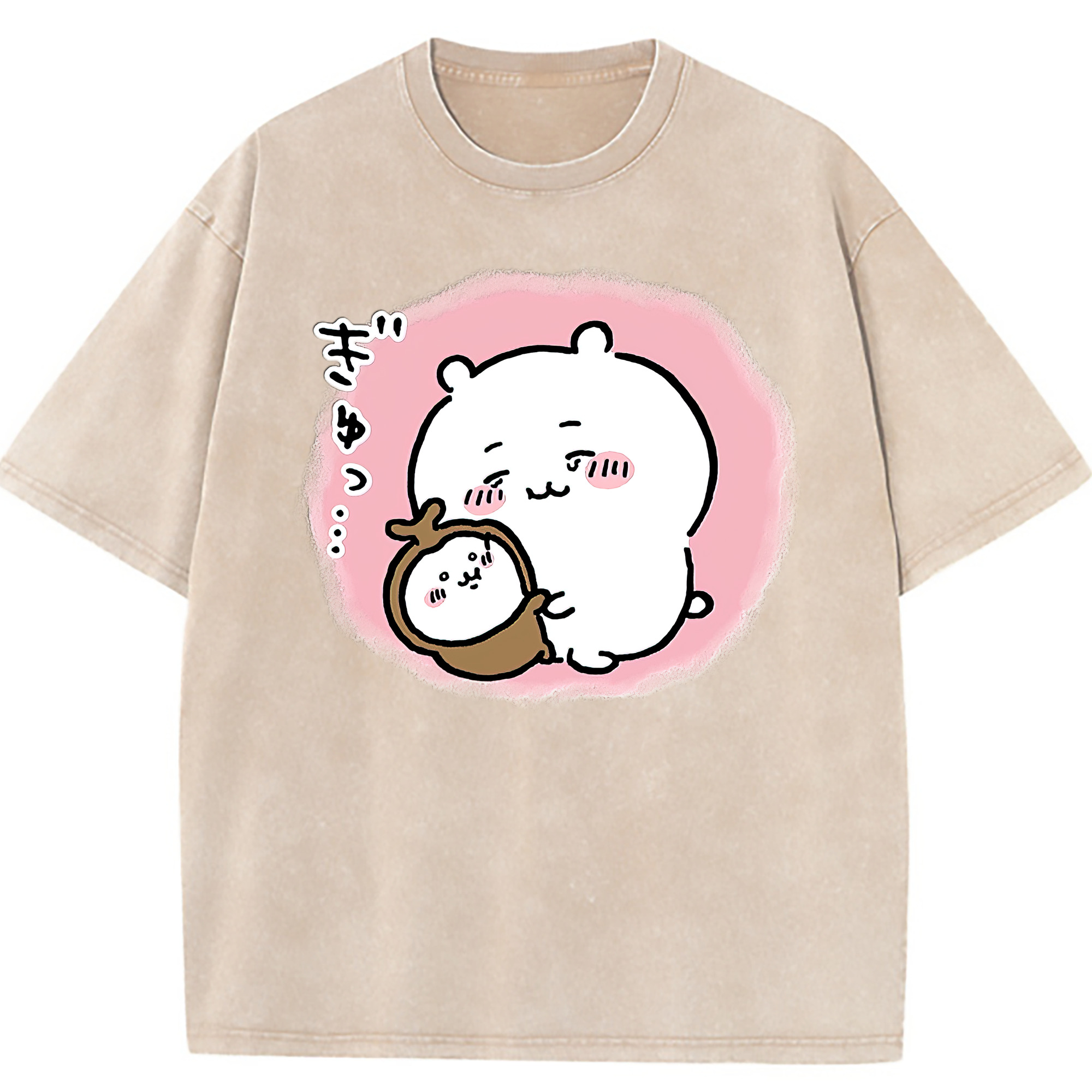 （画像用） ちいかわ ちいかわ Chii-kawa chiikawa 綿100% ヴィンテージ風 半袖Tシャツ（フロントプリント）